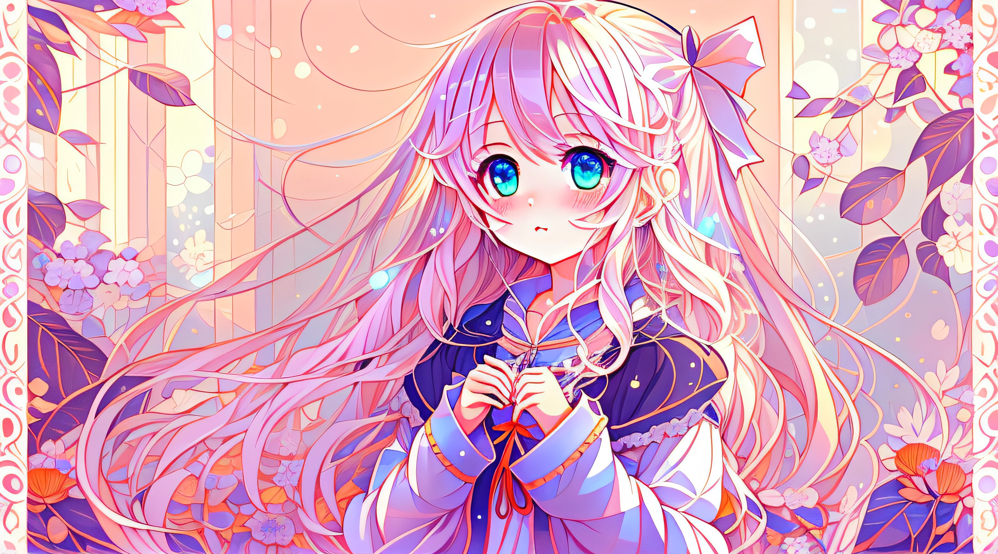 Anime girl with long hair and blue eyes wavy, animemanga girl，Digital art on Pixiv, A beautiful artwork illustration, Cute detailed digital art, Beautiful anime artwork, Anime fantasy illustration, Detailed digital anime art, Soft anime illustration, pixiv contest winner,