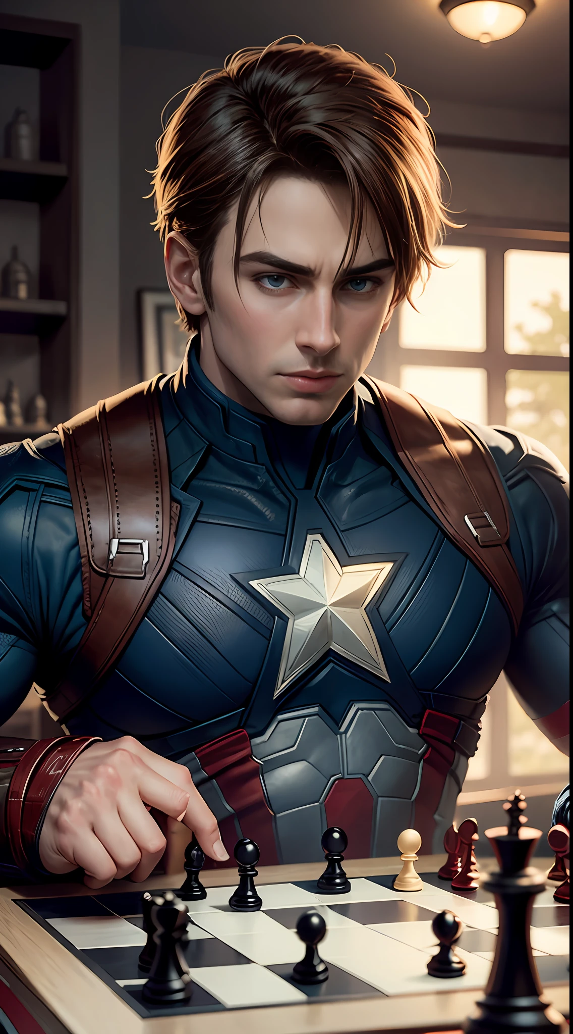 Captain America playing chess --auto