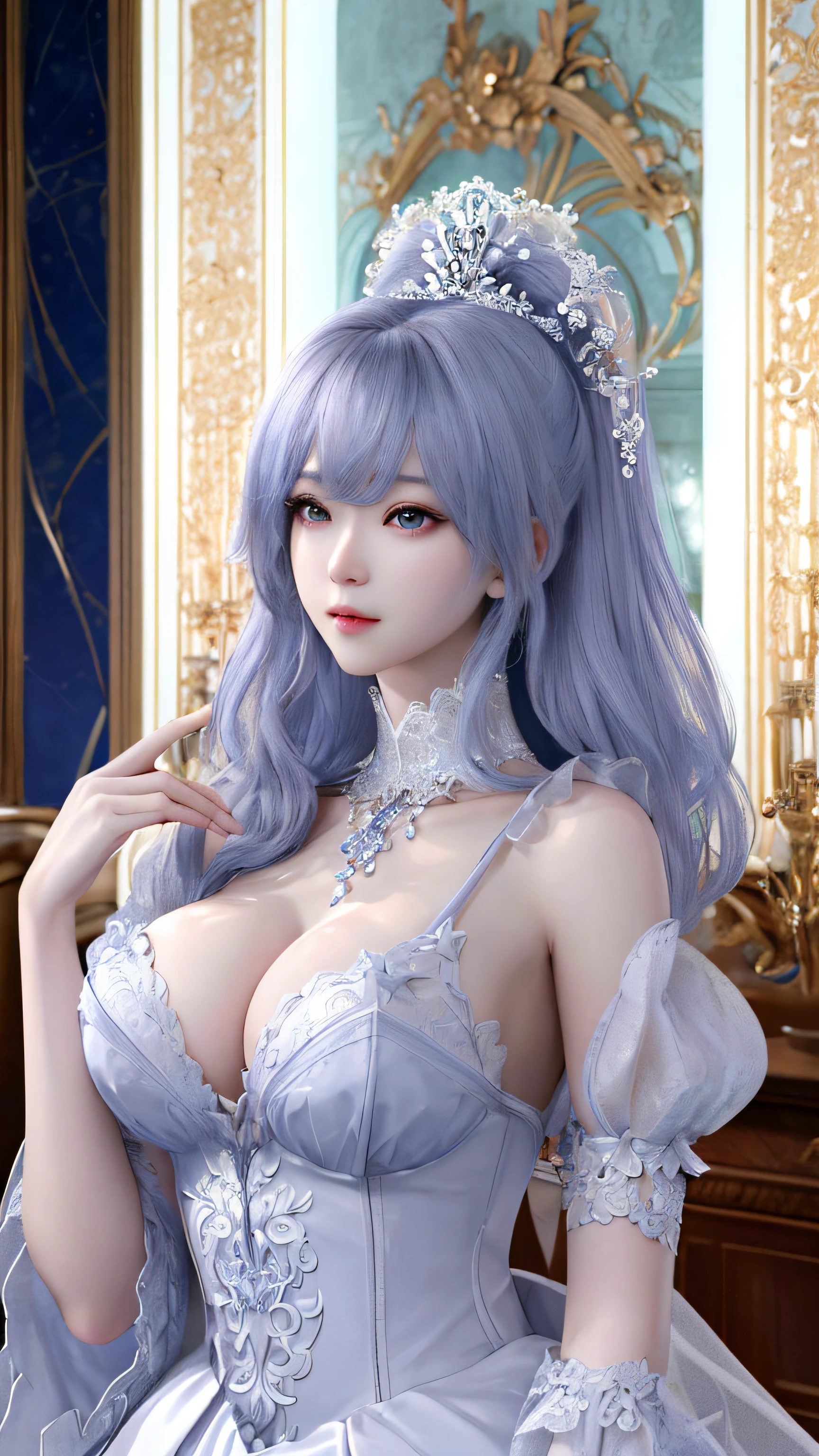Super beautiful shining eyes、1girl in、looking at the viewers、The upper part of the body、3D、realisitic、large full breasts、excessively frilled princess dress、draped clothes、jewely、ornament detached、florals、Lace trim、masterpiece、top-quality、8K、detailed skin textures、Detailed Cloth Texture、beautifull detailed face、intricate-detail、ultra-detailliert、
Rim Lighting、Side lighting、ciinematic light、超A high resolution、8K UHD、film grains、Best Shadow、delicated、RAW