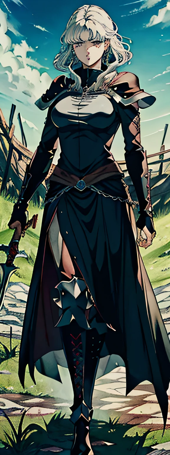(masterpiece, best quality, estilo Berserk, Guts and Griffit female version, cores vivas, imagem limpa, flawless skin, 4k full HD resolution)