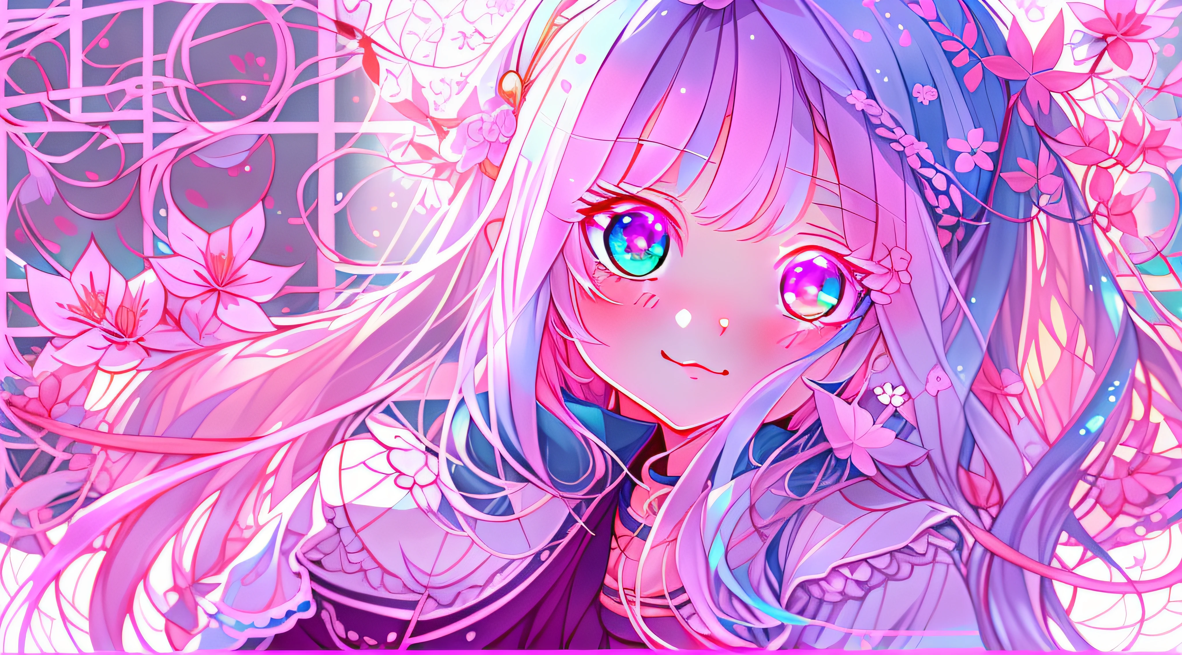 Anime girl with long blue hair and pink eyes, animemanga girl,Digital art on Pixiv, A beautiful artwork illustration, Cute detailed digital art, Beautiful anime artwork, Anime fantasy illustration, Soft anime illustration, pixiv contest winner