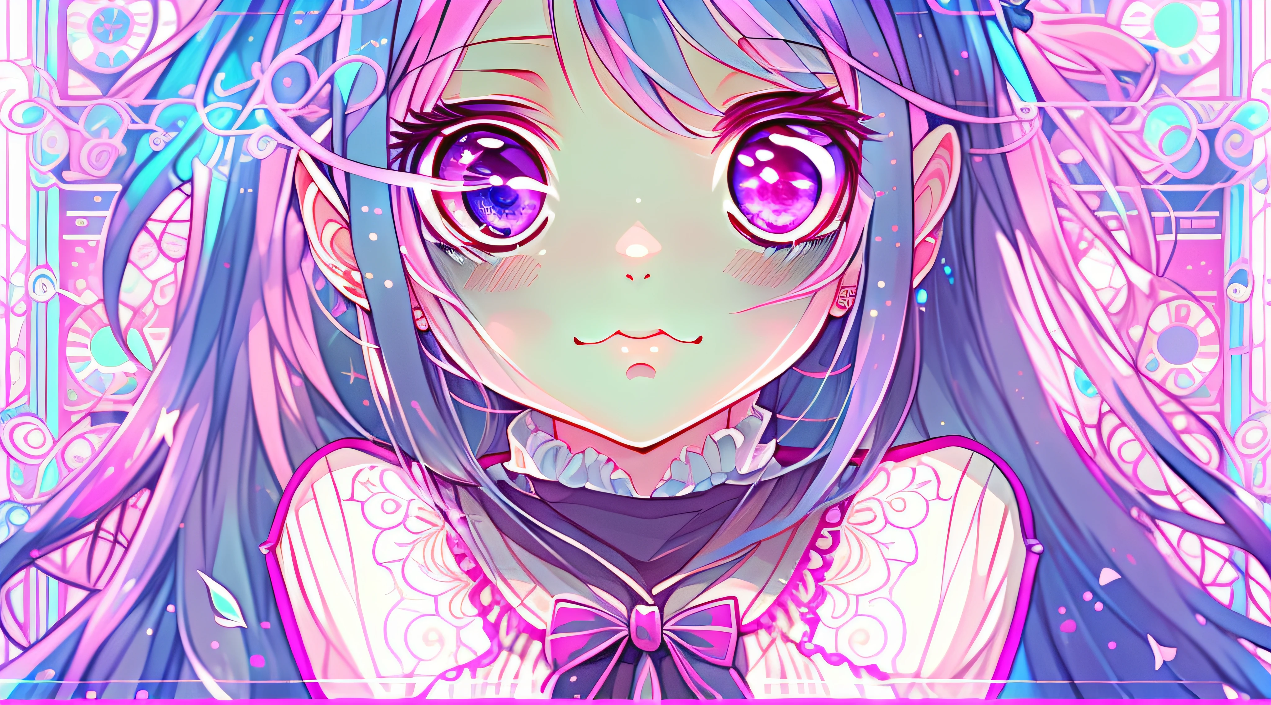 Anime girl with long blue hair and pink eyes, animemanga girl,Digital art on Pixiv, A beautiful artwork illustration, Cute detailed digital art, Beautiful anime artwork, Anime fantasy illustration, Soft anime illustration, pixiv contest winner
