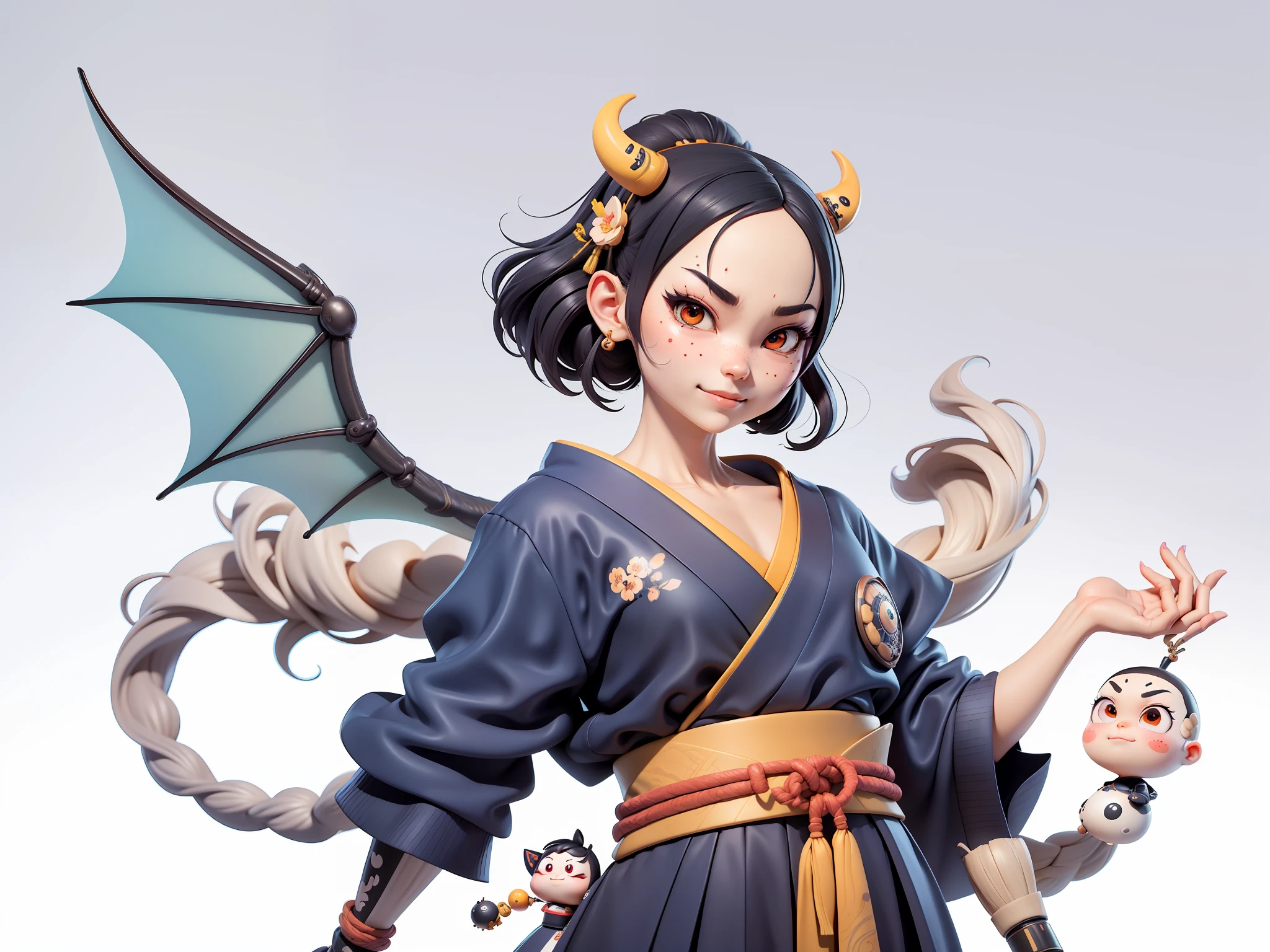 (Daisaku),(Need),(Super meticulous),(full bodyesbian:1.2),Japanese ukiyo-e girl,japanese geisha,Beautiful,Oriental dragon,Aeolian Thor,Raised sexy,爆乳,Oriental face,TV Anchor,Bust portrait illustration,Alone,In black suit,a blue tie,The face is slightly chubby,The face was clean,without a beard,Black super short hair,Black eyes,Smile confidently,3C computer sub-products,iPad, iphone,Digital painting,3D character design by Mark Clairen and Pixar and Hayao Miyazaki and Akira Toriyama,The illustration is a high-definition illustration in 4K resolution,With very detailed facial features and cartoon-style visuals。