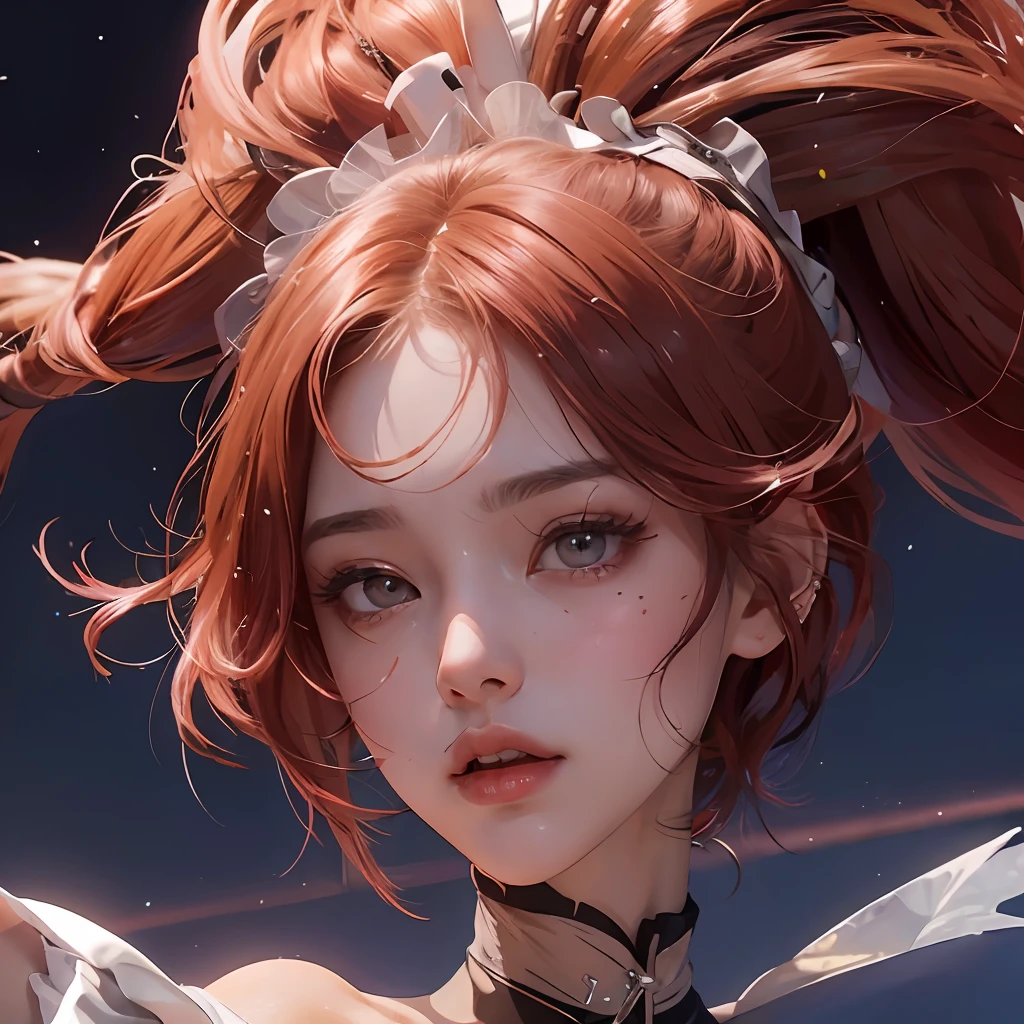 (Masutepiece: 1.3), (maximum resolution: 1.2), (Ultra HDTV: 1.2), cinematic lighting, 8K resolution, Eye and skin detail, detailed facial features, , ( Sharp focus: 1.2), (Face focus: 1.2) , Perfect style, Beautiful, sharp face, Anatomically accurate, Highly detailed skin and face structure, Eye detail, Double eyelids, Thin eyebrows, Glitter eyeliner: 1 Natural cheeks, Glossy skin, White skin: 1.2, (Lip gloss: 1.4), 、 (Shy look: 1.2), Skin and face texture detail, Detailed eyes, Double eyelids, Natural cheeks, , Glossy lips: 1.4, Protruding cleavage、(Large sperm count in breast: 1.4) (Large sperm count in thighs: 1.2) 、 blushing、shy、impatience、frustration、fear of embarrassing glaresknees open、open legs、masturbation behavior、chest stroking、white lingerie、black bra、shiny small flower necklaces and ears Socks Long、Sweating Thighs、Transparent Underwear、 20 years old, Neat and Clean Woman、Red Hair、Colored Hair、Short Hair, Big Tits, Upturned, Floor Sitting, Bedroom、(Complete Maid Outfits) perfect: 1.5)、short white hair