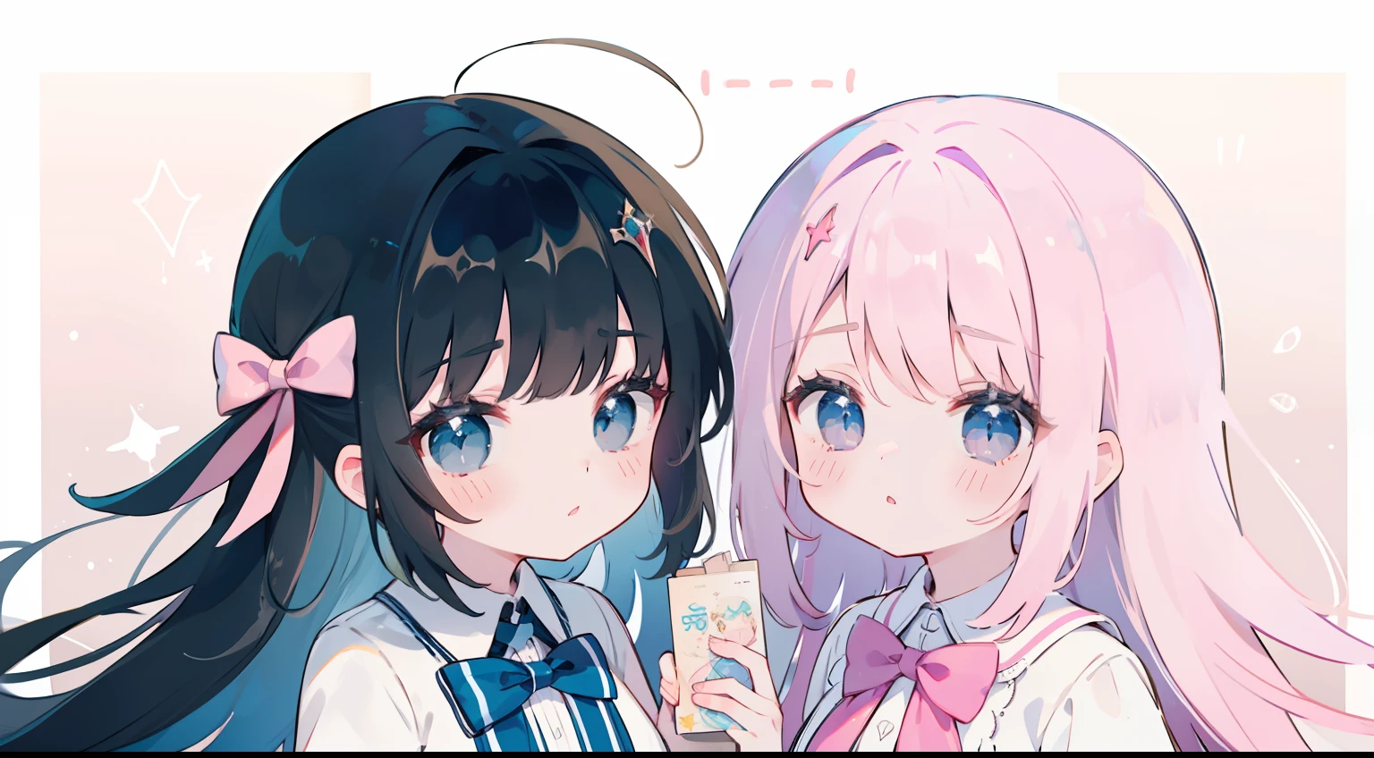 twinsies、２a person、cute little、Straight face、magia、​masterpiece、Top image quality、top-quality