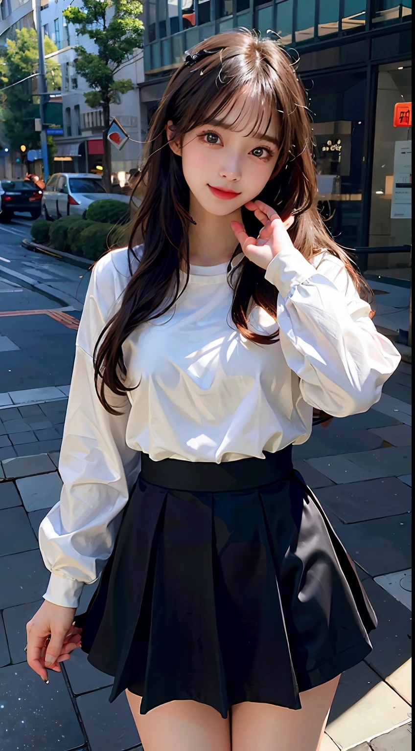 (RAW photos:1.2),high high quality,beautiful details girl,bunnygirl,ssmile,Highly detailed eyes and face,beatiful detailed eyes,hugefilesize,A high resolution,A high resolution,8k wallpaper,finely detailled,Highly detailed stock code uniform 8k wallpaper,light in face,cinmatic lighting,16 year old girl,pleatedskirt,A sexy pose,(photo-realism:1.4),illustratio,ultra-realistic realism, look from down,super detailing,tmasterpiece