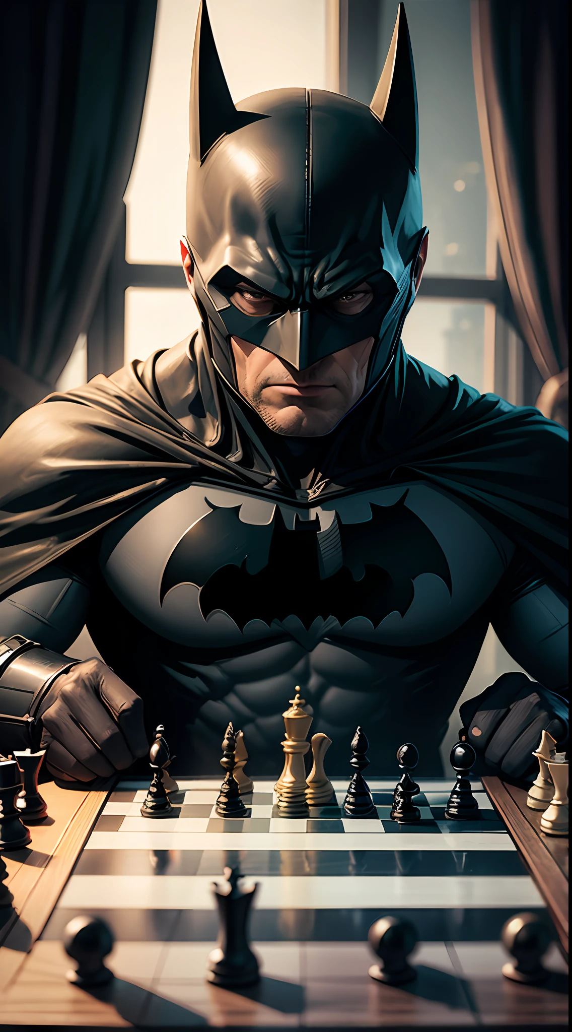 Batman playing chess