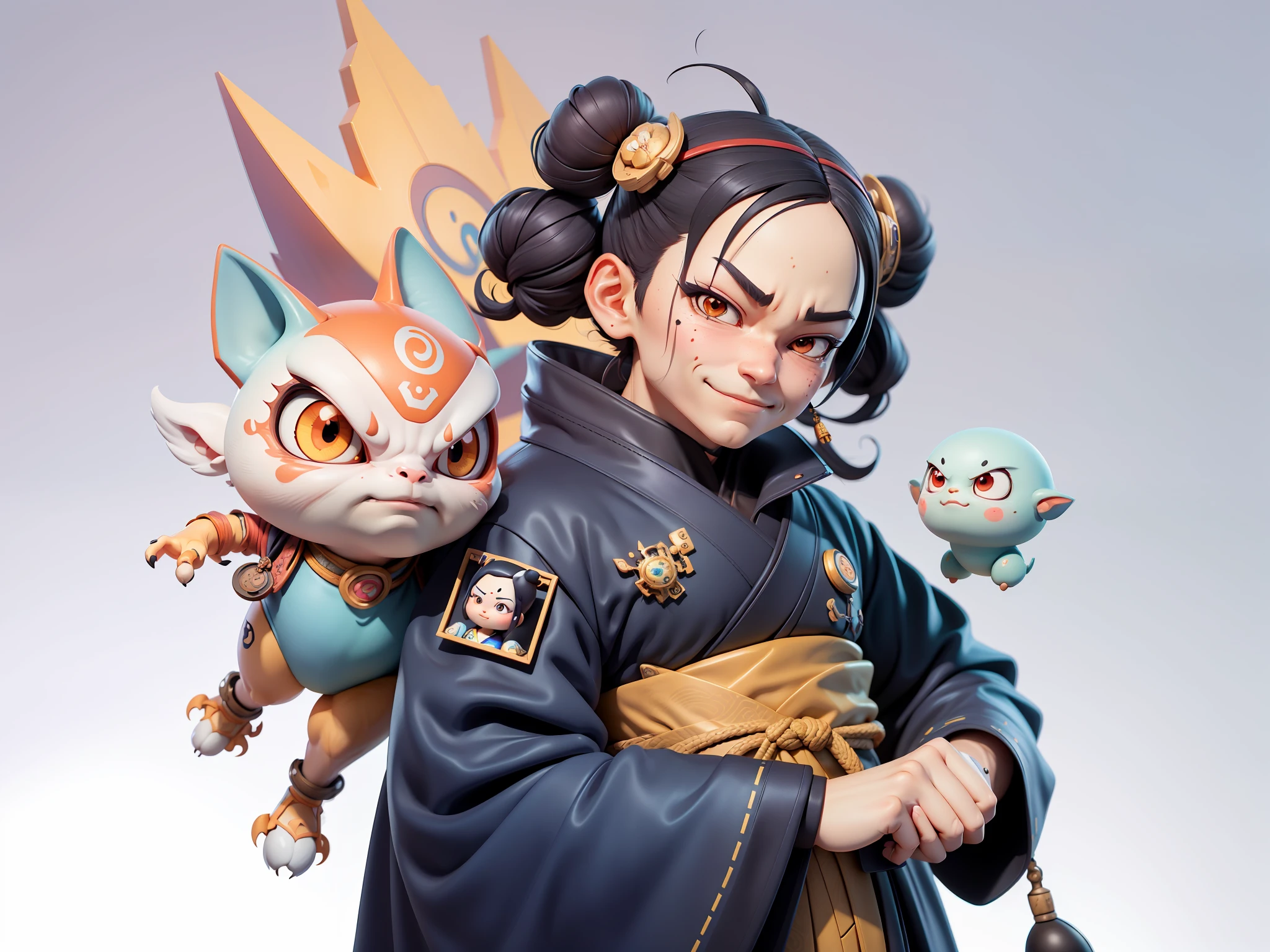 (Daisaku),(Need),(Super meticulous),(full bodyesbian:1.2),Japanese ukiyo-e girl，japanese geisha，Beautiful，Oriental dragon，Aeolian Thor，Raised sexy，爆乳，Oriental face，TV Anchor，Bust portrait illustration，Alone，In black suit，a blue tie，The face is slightly chubby，The face was clean，without a beard，Black super short hair，Black eyes，Smile confidently，3C computer sub-products，iPad， iphone，Digital painting，3D character design by Mark Clairen and Pixar and Hayao Miyazaki and Akira Toriyama，The illustration is a high-definition illustration in 4K resolution，With very detailed facial features and cartoon-style visuals。