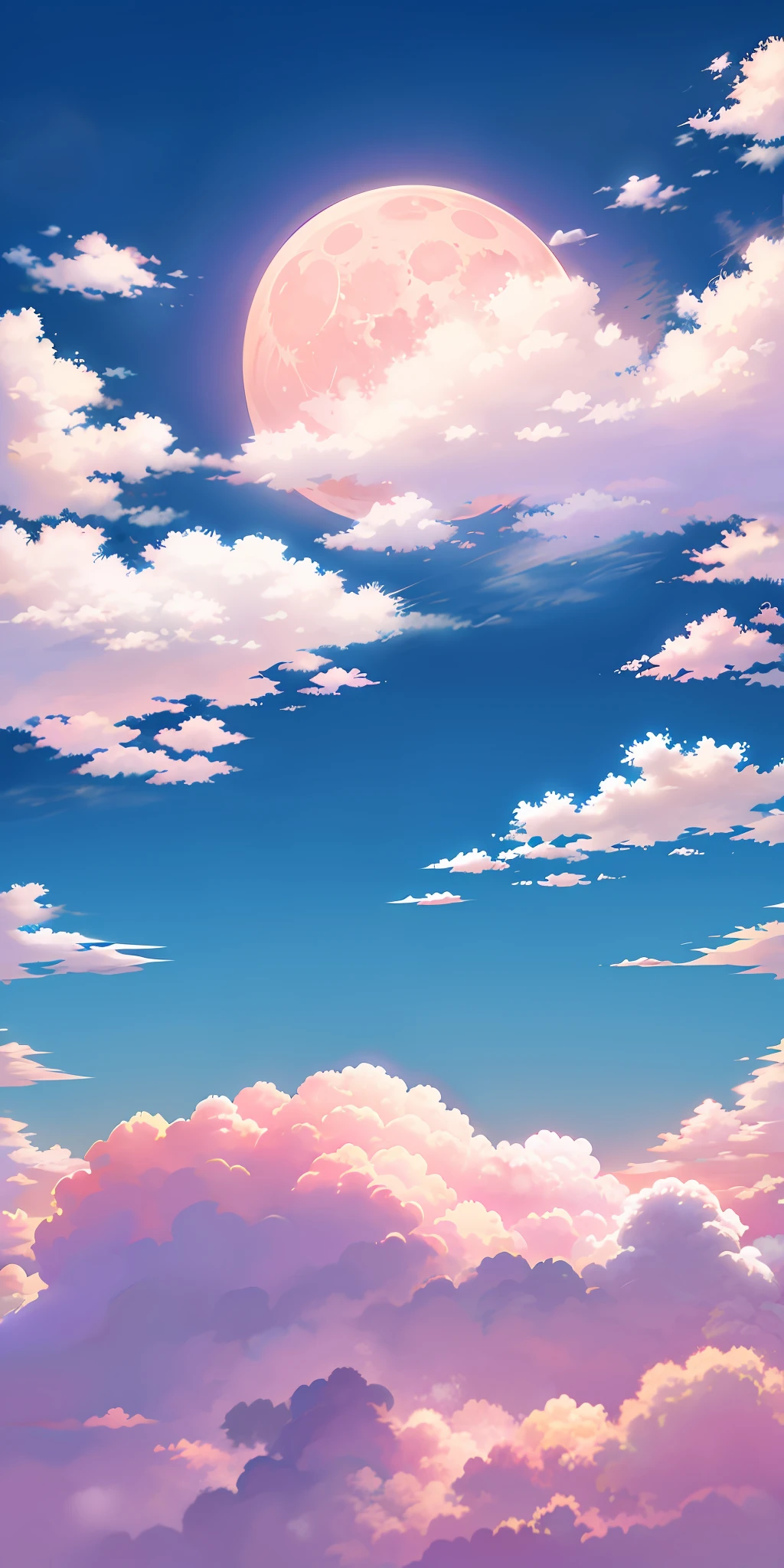 tmasterpiece，Best quality at best，（非常详细的 CG 统一 8k 壁纸），（Best quality at best），（The best illustrations），（The best shadow）， Octane rendering，Ray traching，Super meticulous，There is a pink moon in the sky，fluffy pink anime clouds，Anime Cloud，Anime Sky，anime backgrounds，Beautiful fluffy clouds。anime big breast， Fantasy fluffy skies， moonlit clouds background， Anime background art， Pearl Sky， cotton candy cloud， Dream clouds， Pink clouds， dreamy sky， arte de fundo， Fluffy and soft clouds， Pink cloud background