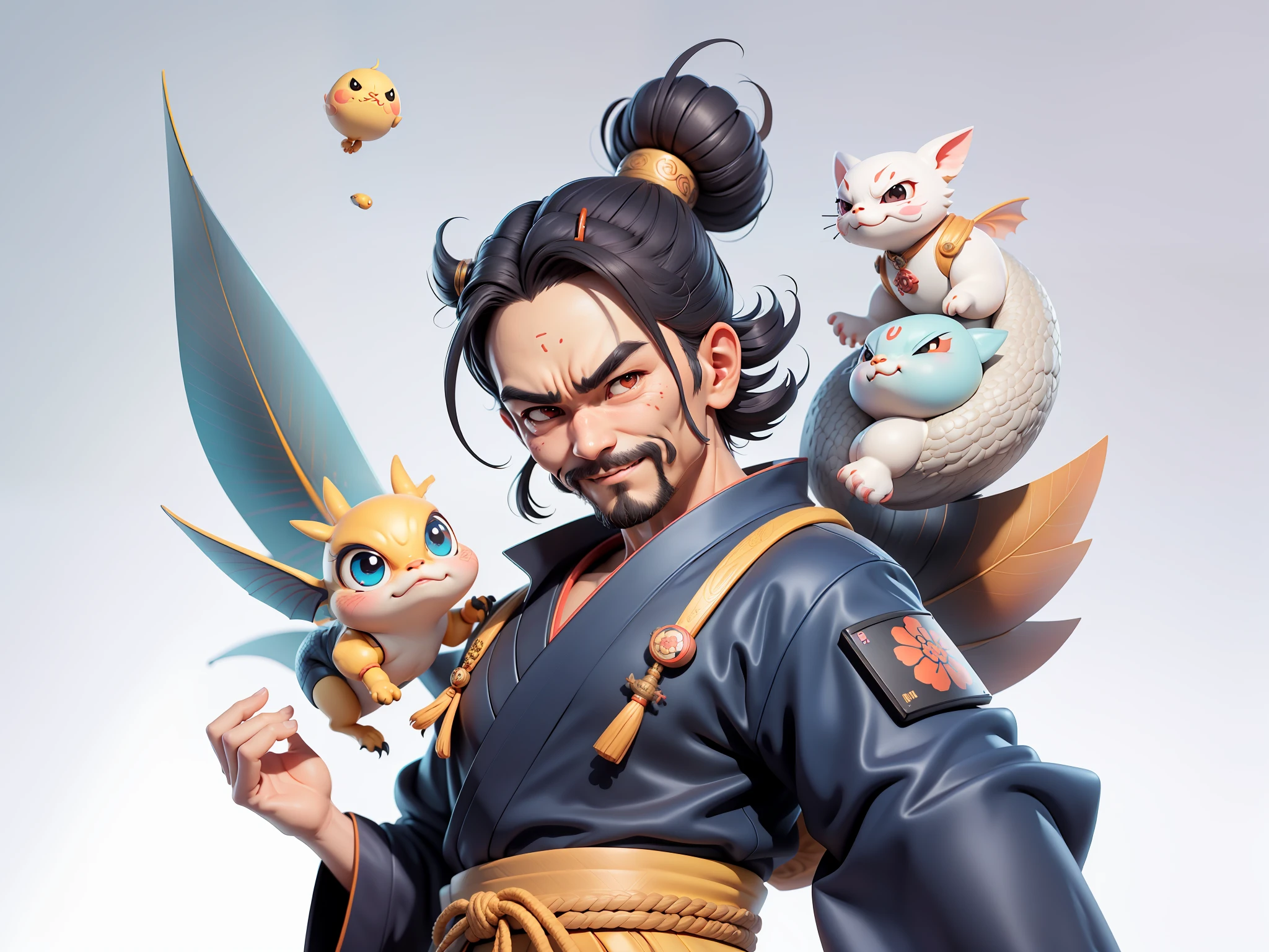 (Daisaku),(Need),(Super meticulous),(full bodyesbian:1.2),Japanese ukiyo-e girl,japanese geisha,Beautiful,Oriental dragon,Aeolian Thor,Raised sexy,爆乳,Oriental face,TV Anchor,Bust portrait illustration,Alone,In black suit,a blue tie,The face is slightly chubby,The face was clean,without a beard,Black super short hair,Black eyes,Smile confidently,3C computer sub-products,iPad, iphone,Digital painting,3D character design by Mark Clairen and Pixar and Hayao Miyazaki and Akira Toriyama,The illustration is a high-definition illustration in 4K resolution,With very detailed facial features and cartoon-style visuals。