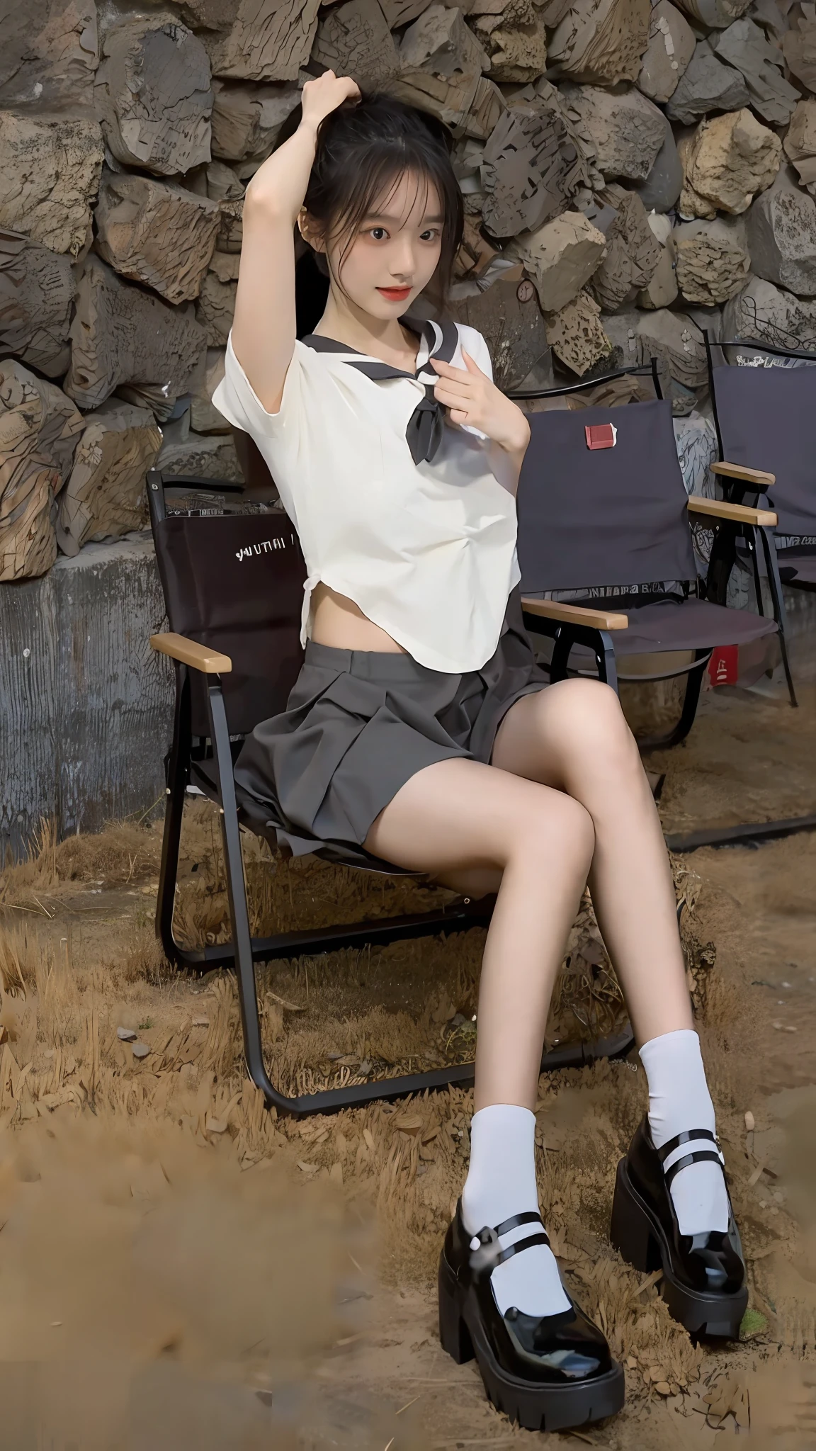 white short socks，Best quality at best，tmasterpiece，超高分辨率，（realisticlying：1.4），teens girl，Juvenile