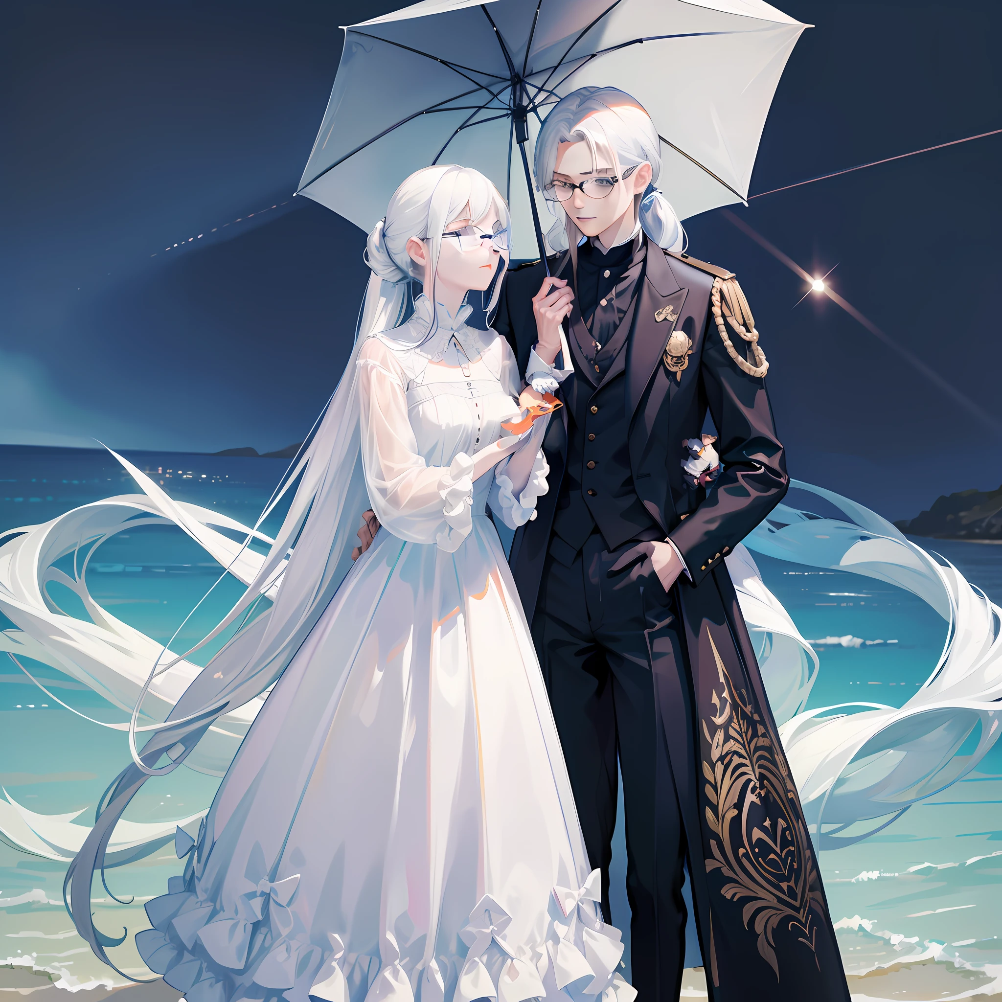 Remove the hand in the bottom left corner,Remove the hand from the boy's elbow。Put the girl's hands on white opaque gloves。The boy's hand in the trouser pocket only reveals the flesh-colored part inserted outside the trouser pocket, and the rest becomes the color of the pants