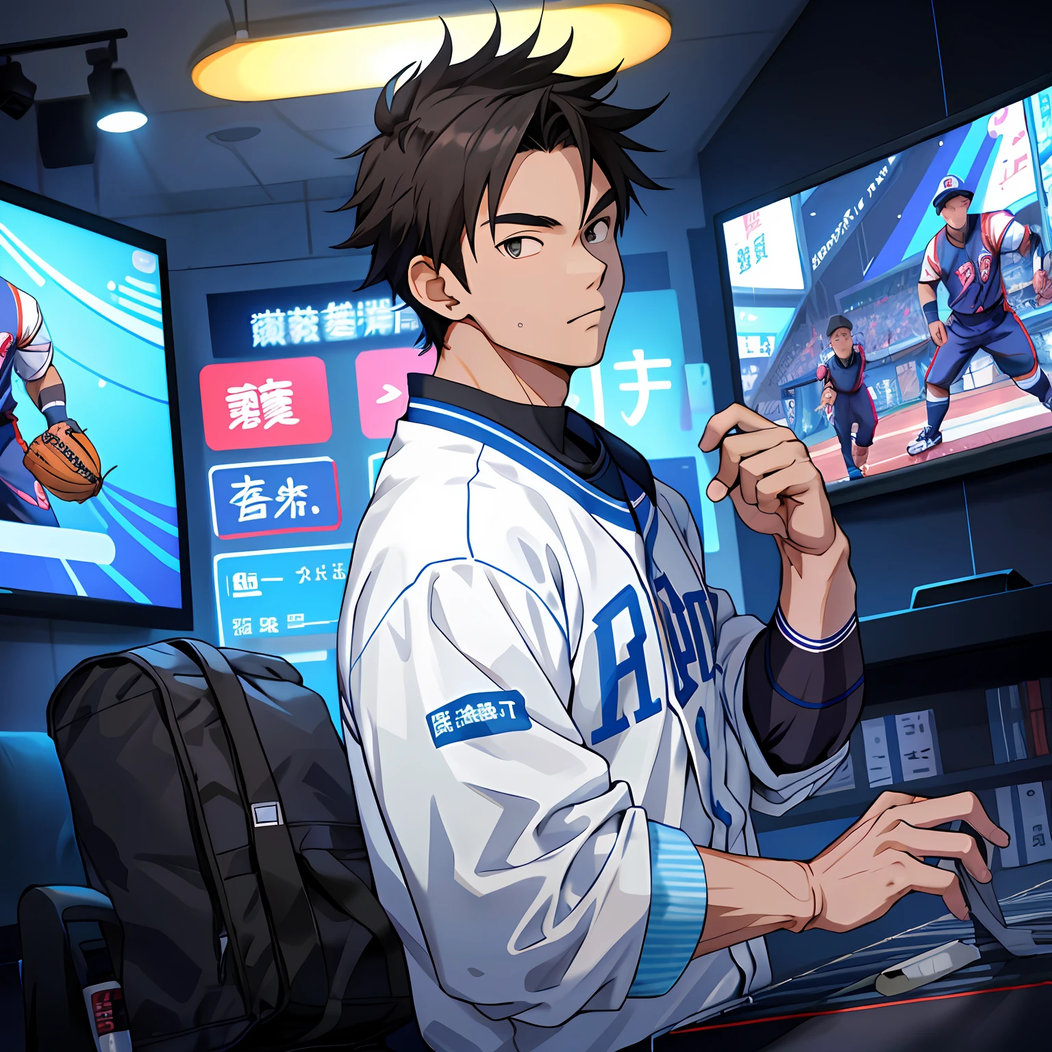 best qualtiy:1.0),(超高分辨率:1.0),musculature,Baseball ,Professional baseball uniforms,Short-sleeved tights