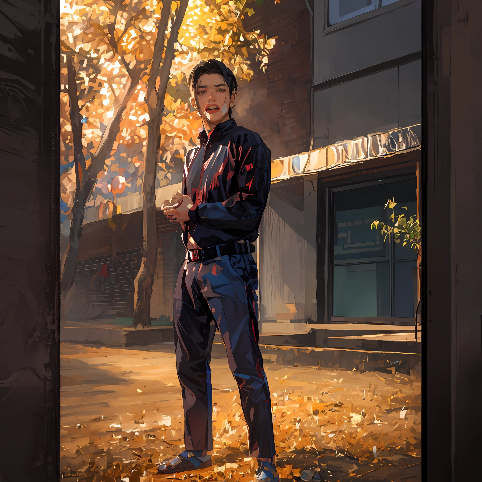 masterpiece, top quality, high resolution, solo, small, anger, sexual expression, cyberpunk, very similar face,handsome boy, samrt body,realistic