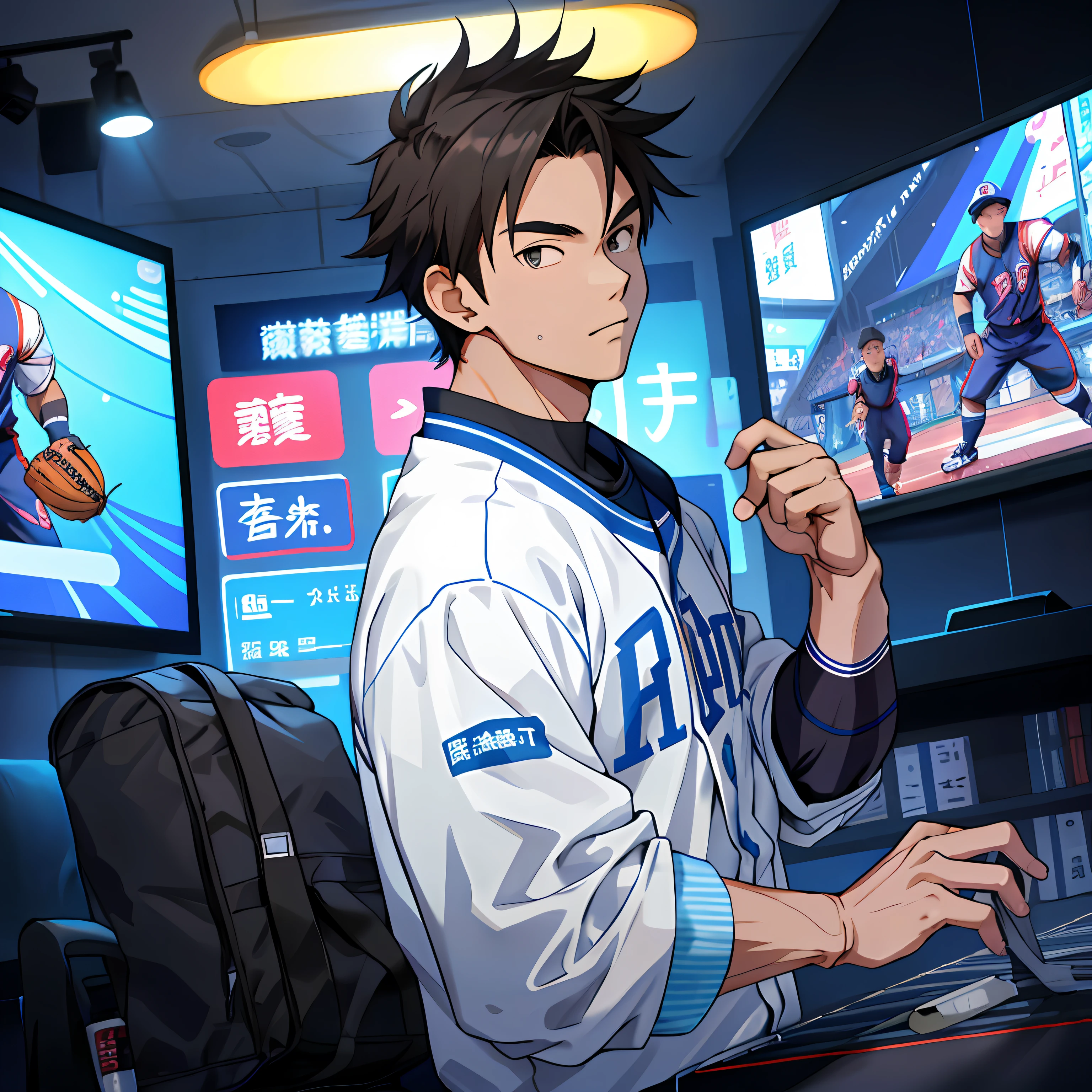 best qualtiy:1.0),(超高分辨率:1.0),musculature,Baseball ,Professional baseball uniforms,Short-sleeved tights