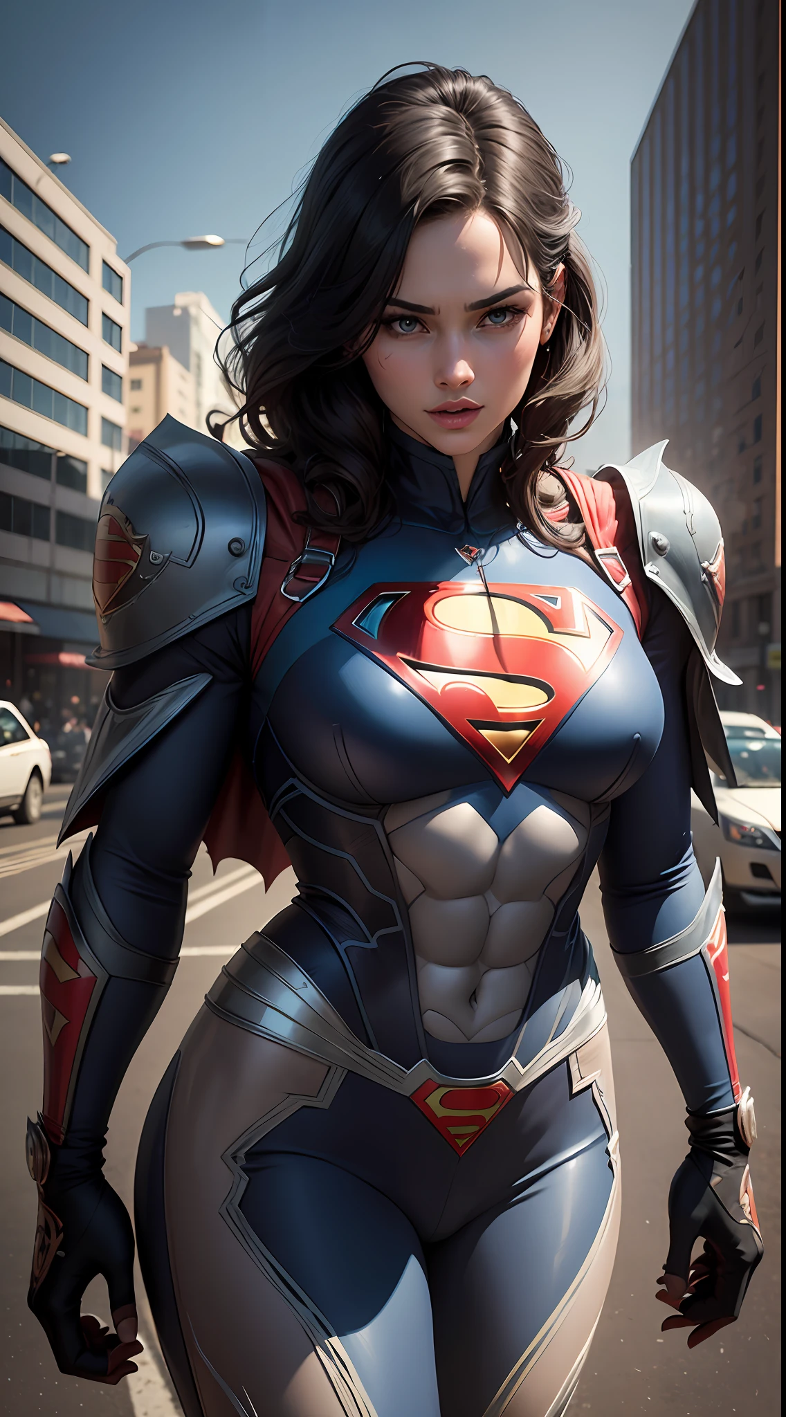 Superman patterned monster truck, (((monster truck))), Realistic, Photorealistic, (masterpiece:1,5), urban background, concept art, intricate detail, high detail, photo realistic, octane render, 8k, dynamic poses, best quality, (face realistic : 1.1), (hyperrealistic:1.1), ((full_body 1:1)), (very detailed background), not out of frame, Macro photography, Macro lens, Super detailed