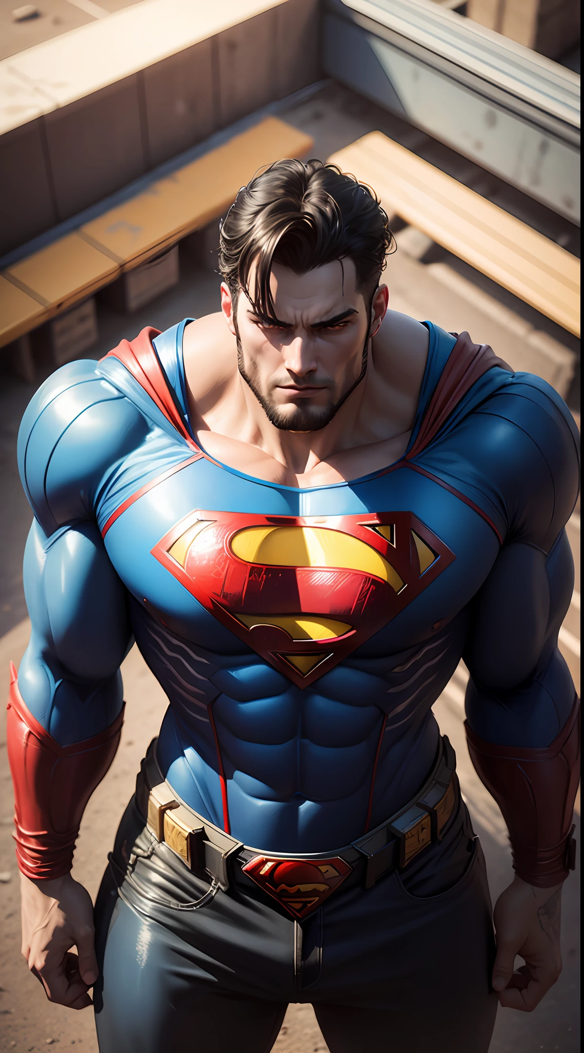 Superman patterned monster truck, (((monster truck))), Realistic, Photorealistic, (masterpiece:1,5), urban background, concept art, intricate detail, high detail, photo realistic, octane render, 8k, dynamic poses, best quality, (face  realistic : 1.1), (hyperrealistic:1.1), ((full_body 1:1)), (very detailed background), not out of frame, Macro photography, Macro lens, Super detailed