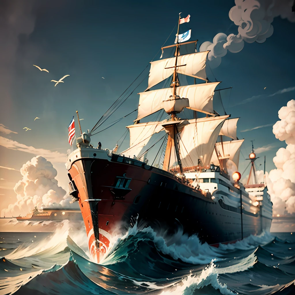 steamship，the sea