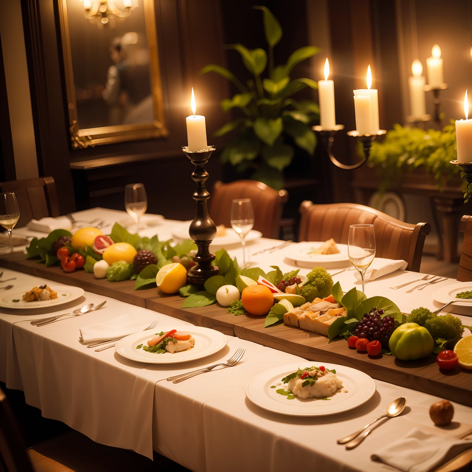 dinner mansion Ultra-haute cuisine Long table chandelle wining top-quality masterpiece