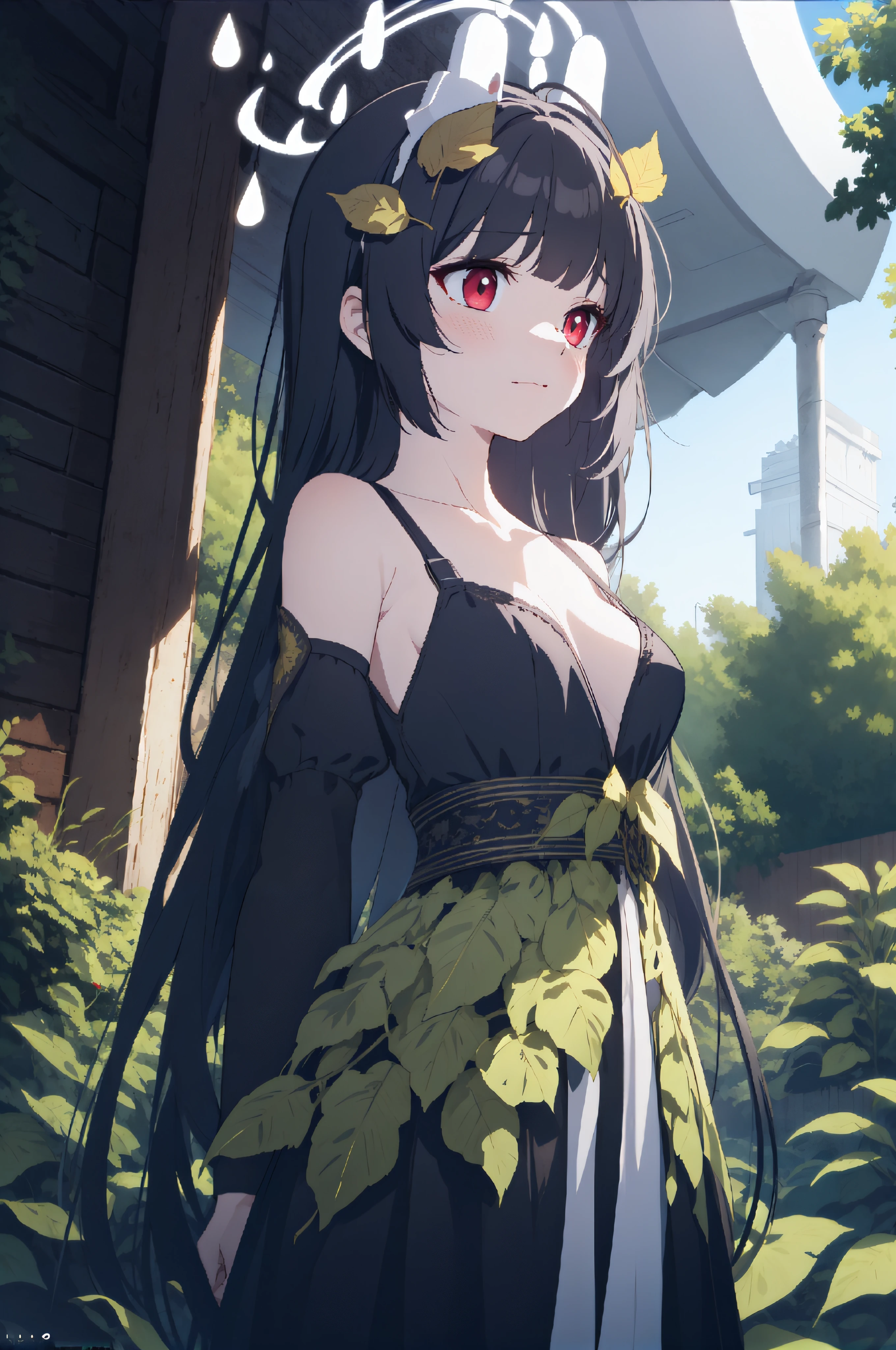 Anime girl with long black hair and black dress with red eyes, cute anime waifu in a nice dress, Anime girl wearing black dress, Guweiz in Pixiv ArtStation, style of anime4 K, anime moe art style, Guweiz on ArtStation Pixiv, Guviz-style artwork, Guviz, loli in dress