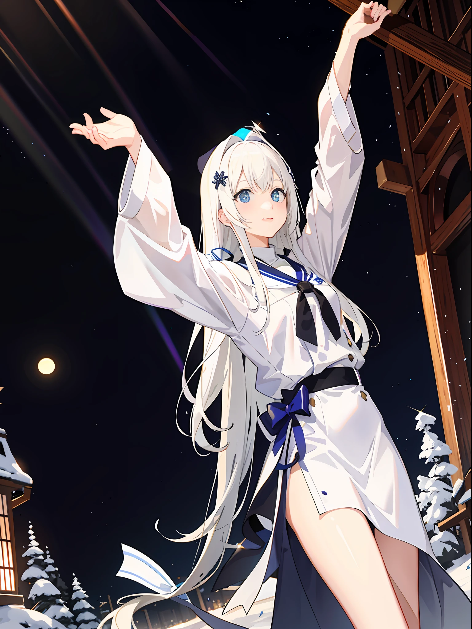 white colors，rays of moonlight，人物
