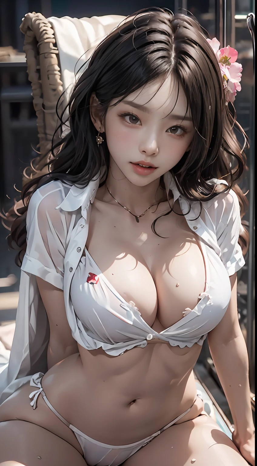 Moaning in pain, Feeling pain, tearing, sores, Crying, Bust Botox, sleeping beauty on back, wet skin and hair, firm breast cleavage, Black hair, (White shirt, Naked lower body, Torn, mid-chest torn shirt, No underwear, shirt covers Live ass),, The whole body is in the shot, on the lap, squatt, brunette color hair, long whitr hair, Thorough, large tall, Force real water, White less cloth transparent mini shirt, White transparent thong, beachside, RAWE is very detailed, ahegao, roll eyes, Be red in the face,, Sticky tongue, Vaginal rupture, Leucorrhoea, very Bigger breasts, Grasp your breasts with both hands,spread their legs, sexually arousing, sexual expressio, Glossy glossy skin。Tongue stock,Makeup,cheerfulness,Reflectors,ahegao,Pink eyes,Heart earrings,1,Solo,Female pervert,hair flower,Long hair,multicolored hair,Shiny hair,