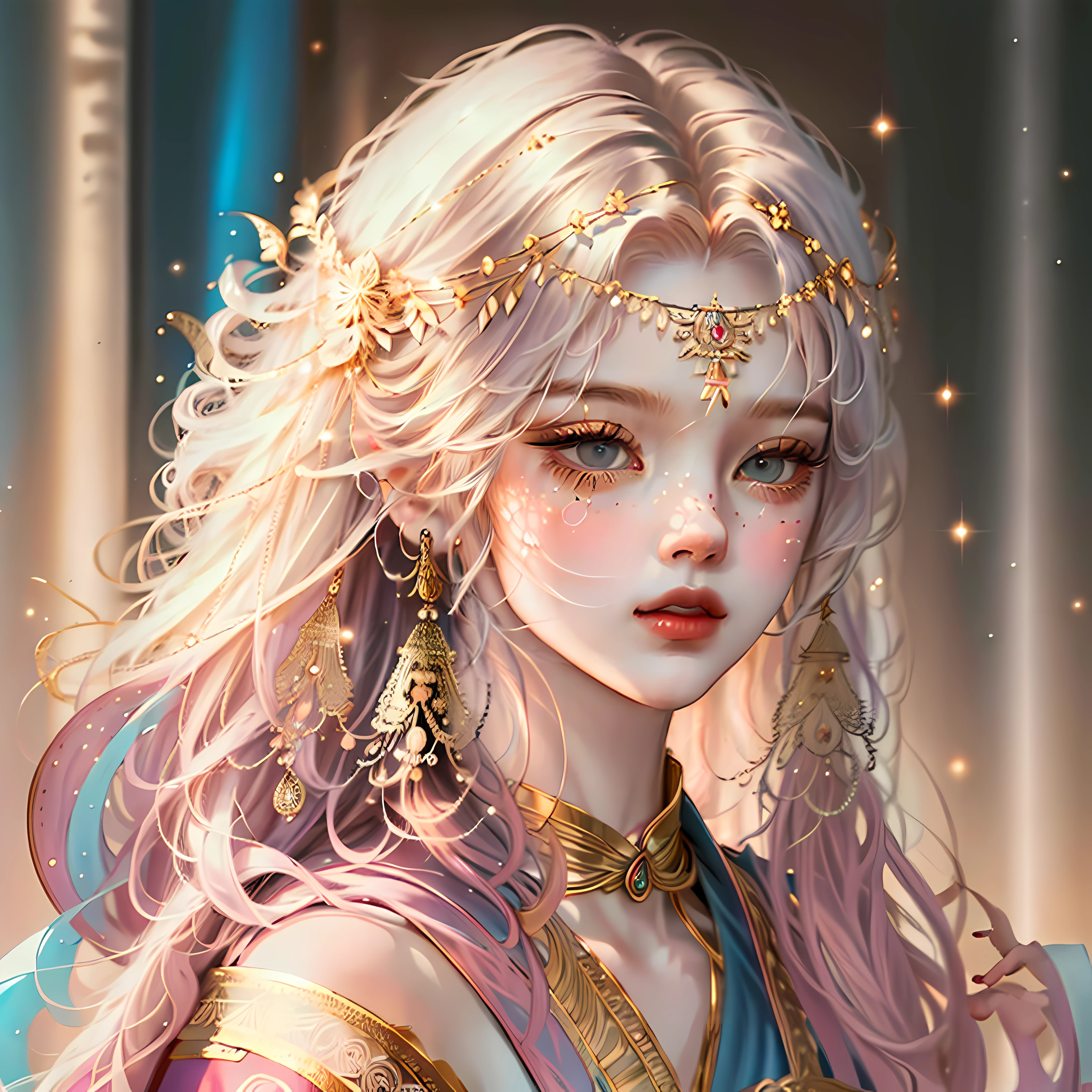 (masterpiece, top quality, best quality, official art, beautiful and aesthetic:1.2), (1girl), extreme detailed,colorful,highest detailed, official art, unity 8k wallpaper, ultra detailed, beautiful and aesthetic, beautiful, masterpiece, best quality, (zentangle, mandala, tangle, entangle) ,holy light,gold foil,gold leaf art,glitter drawing, PerfectNwsjMajic