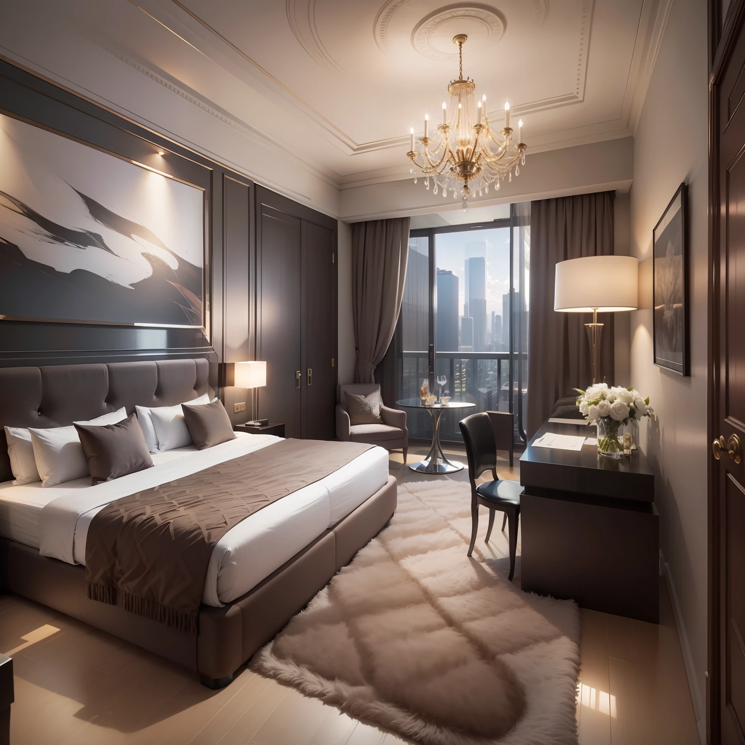 Suite Rooms、top-quality、超A high resolution、masterpiece、High-Rise Hotels、opulent、Brilliant interior、Design with sense
