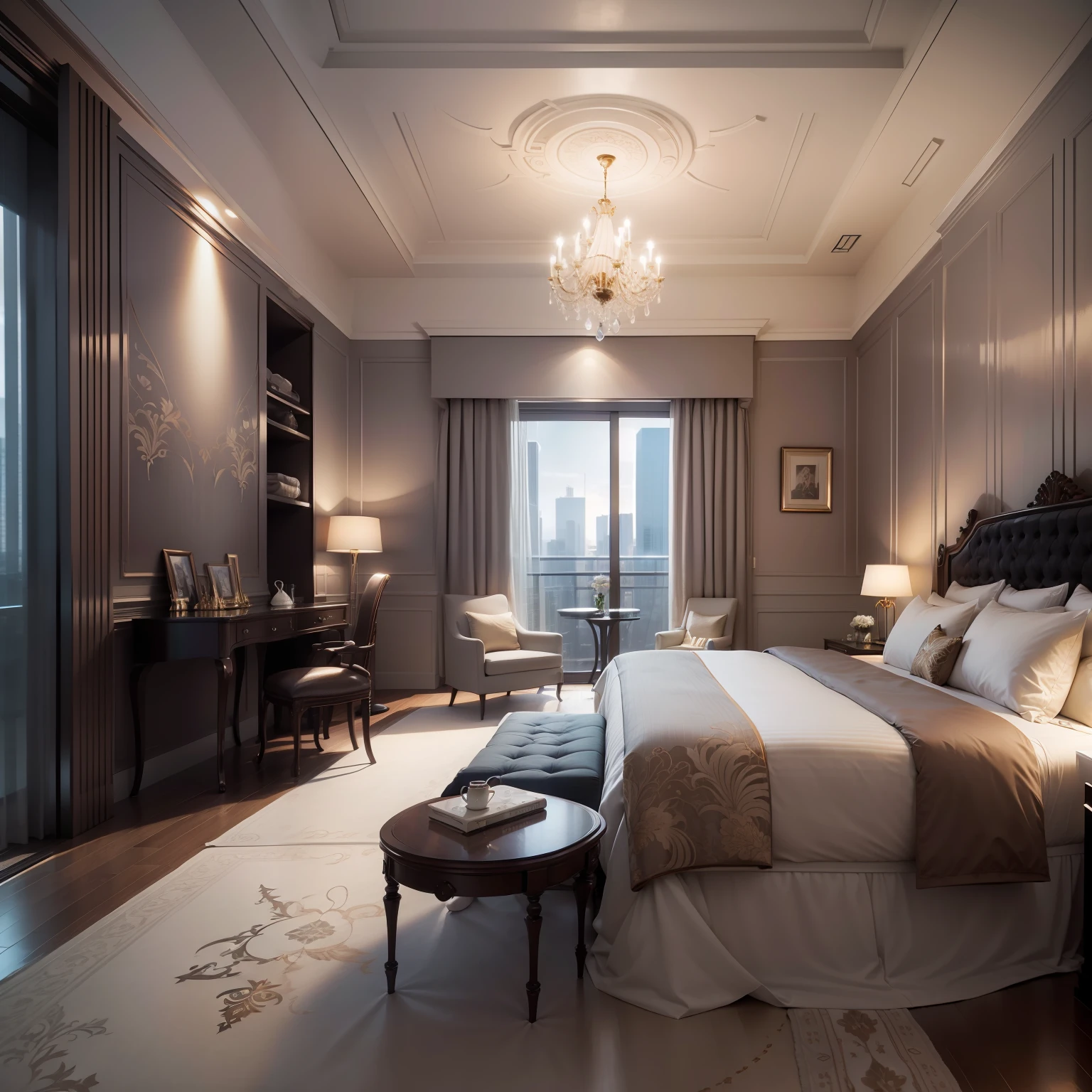 Suite Rooms、top-quality、超A high resolution、masterpiece、High-Rise Hotels、opulent、Brilliant interior、Design with sense