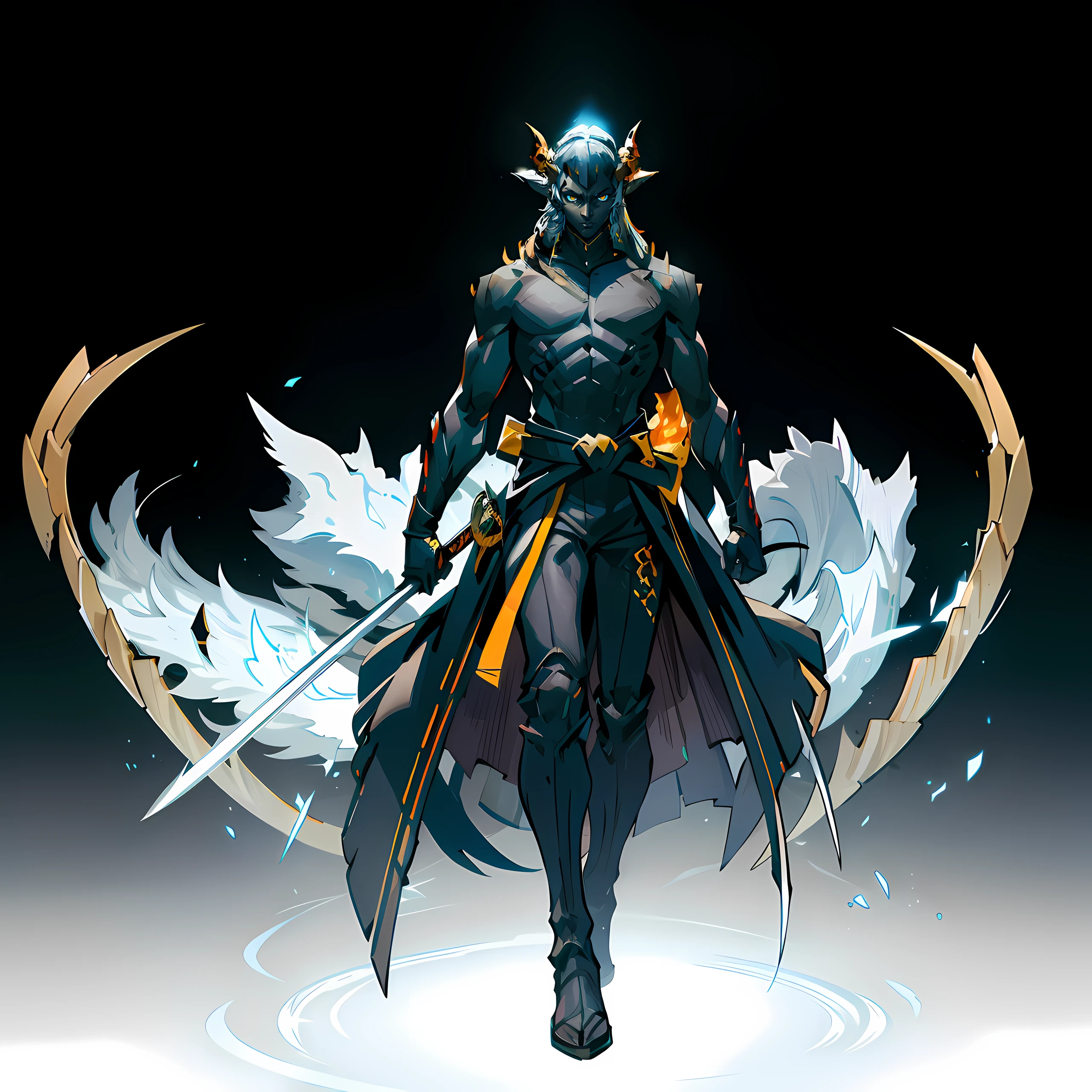 Black skin, Steel-like body, Yellow eyes, Cool, Two horns,