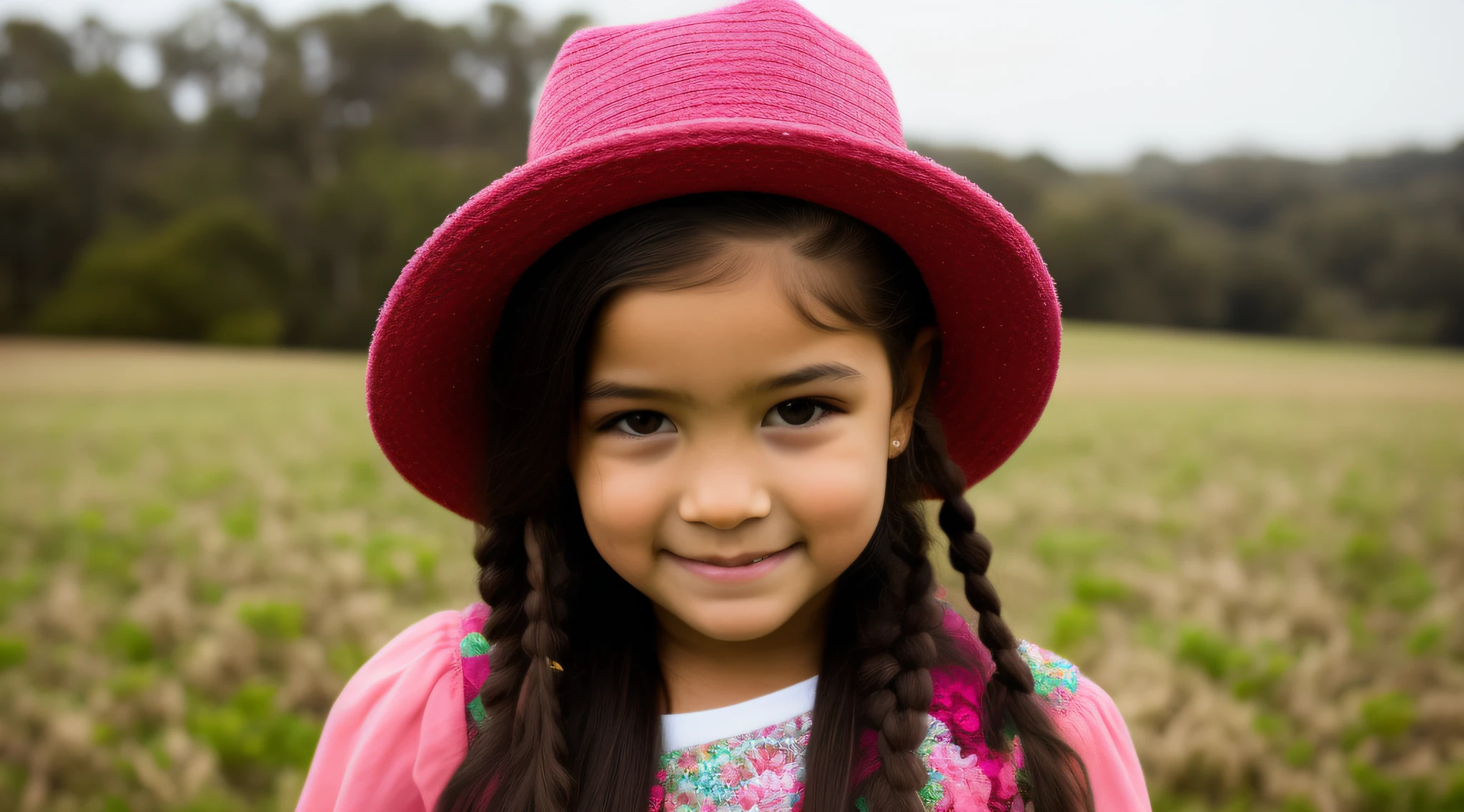 estilo russo, Girl children, retrato , DARK long hair braids with hat, estilo fazendeira, com rolos de feno e trigo e cavalo, Celeiros, Laranjas.