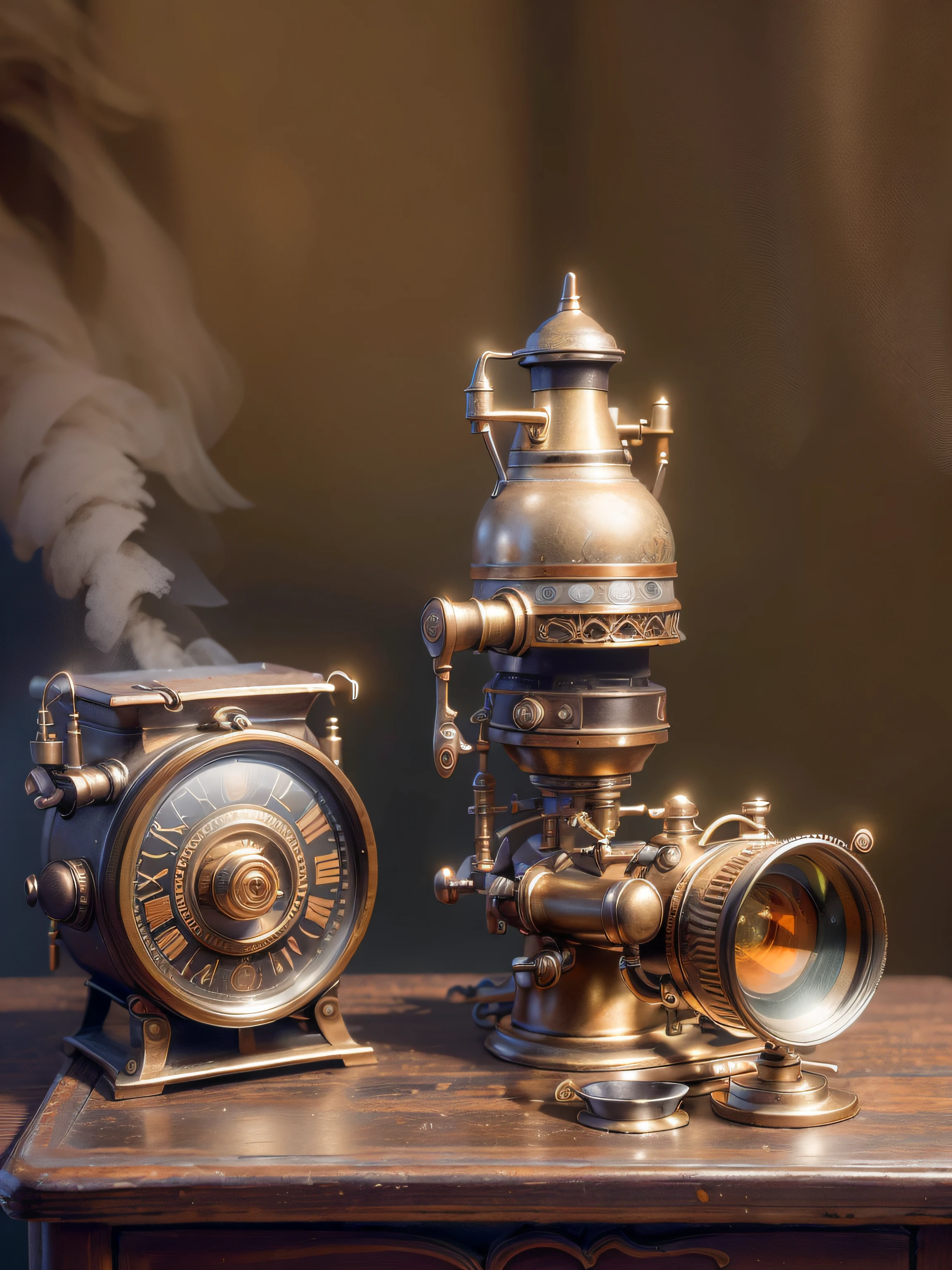 close up photo ((orthogonal front view)) of a compact still life with small decorative marble ancient mystical votive statue, table clock, glasses, bottles, flasks, with decorative items and jewelry, flowers, etc. RAW, analog style, cinematic lighting, contrast lighting, dslr, photorealistic, hyperrealistic, neutral colors, lifelike texture, insanely intricate details, amazing fine detail, hyper detailed, film grain, sharp focus, volumetric fog 8k, ultra high res, photographed with Nikon d5600 f5.6 lens 500mm, Kodak portra 400