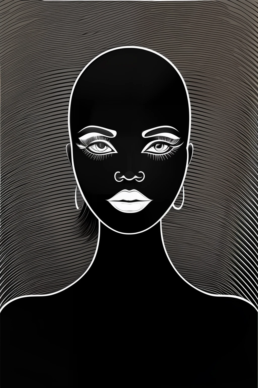 a black and white portait of a beautifull woman, vector line - art style, illustration black outlining, illustration line art style, thick vector line art, line art portrait, exquisite line art, line art illustration, in style of digital illustration, vector line art, outlined art, vector style drawing, bold line art, glowwave girl portrait, thin line art