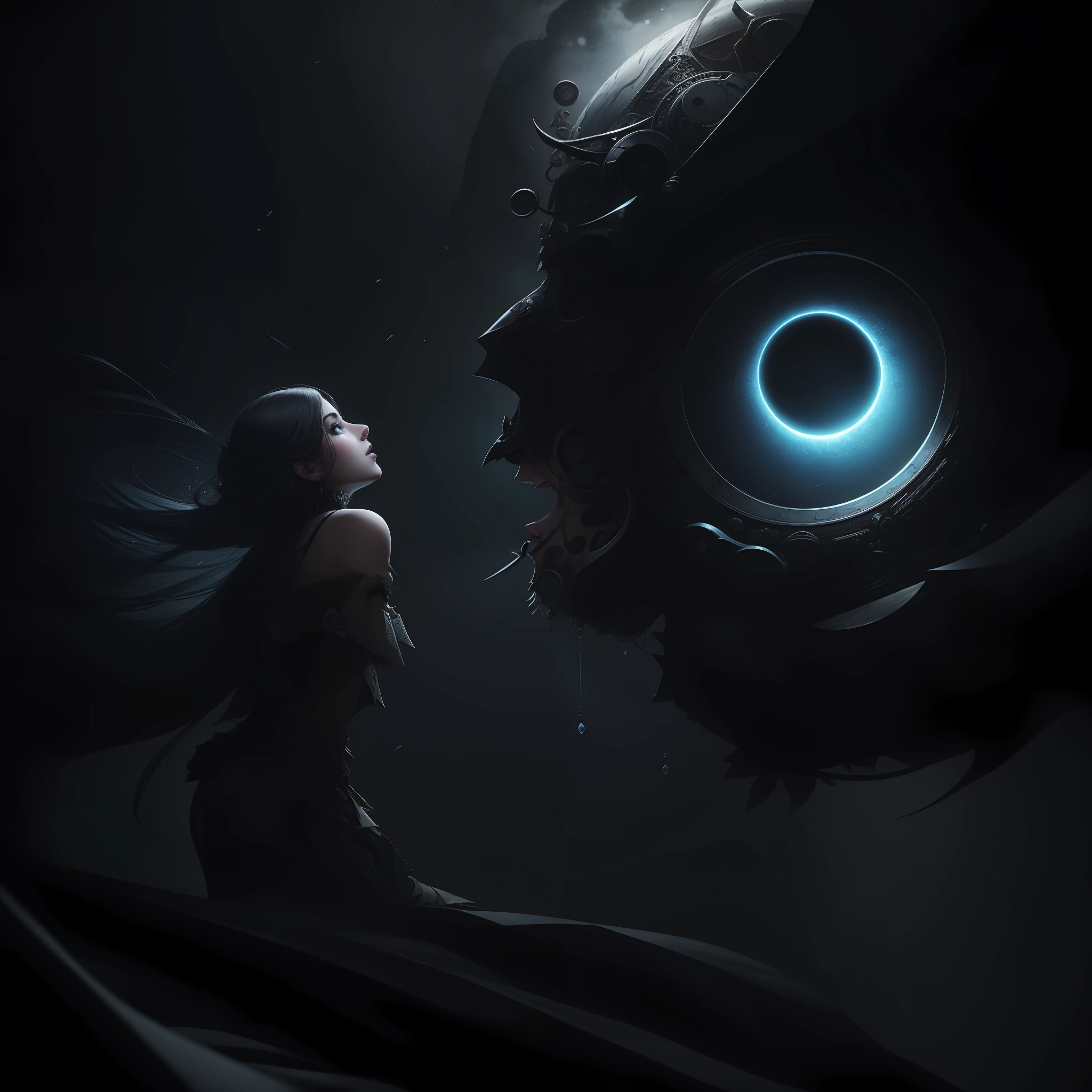 Gigante del Caos, Fractal, infinito, Mandelbrot, divino, sombras, Figura imponente, piernas, brazos, cabeza, humanoide, masivo, sentido de la escala, mirando hacia abajo, de pie, inmenso, apocalyptic, colorido, iridiscente
estudio de personajes, obra maestra, sombras, experto, Stunningly Detailed, 4k-resolution, detalles intrincados, colores, claroscuro,