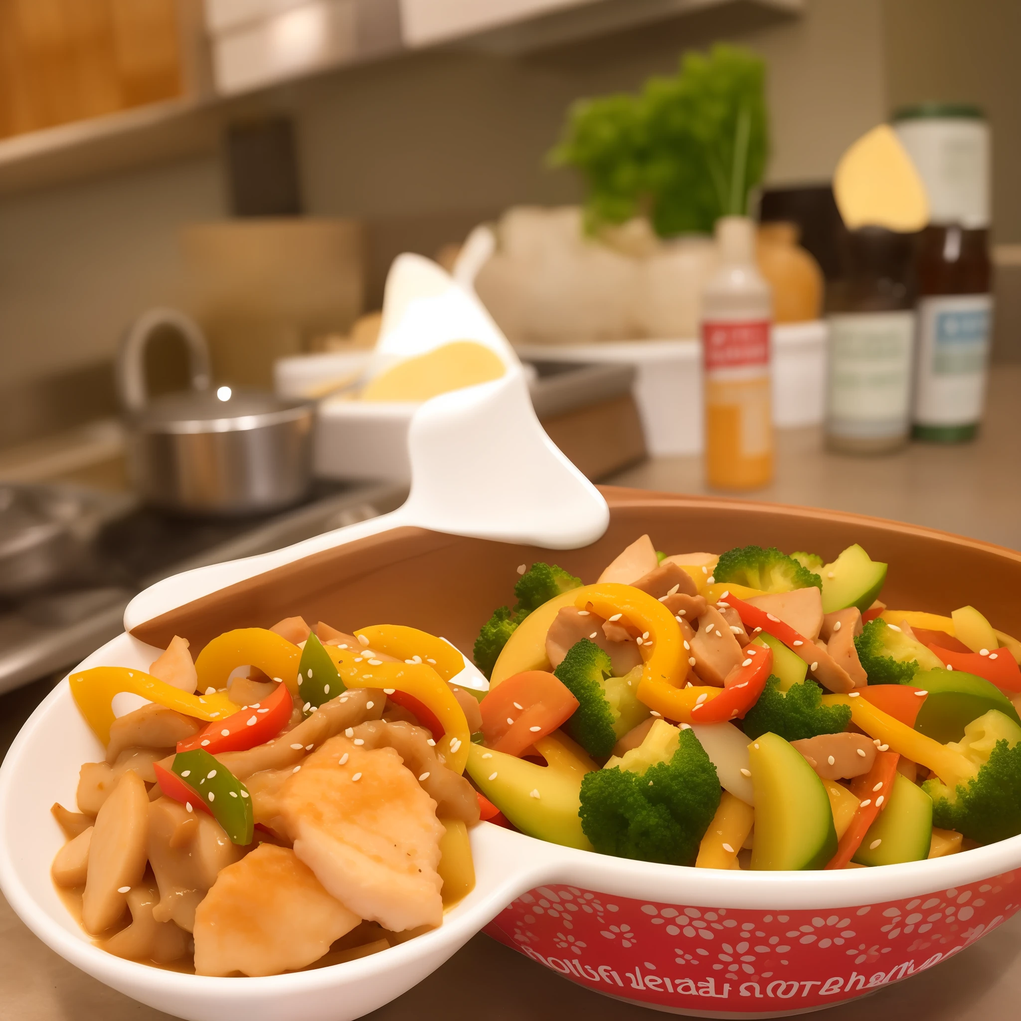 Special sassy beauty stir-fry in the kitchen，Anime figure