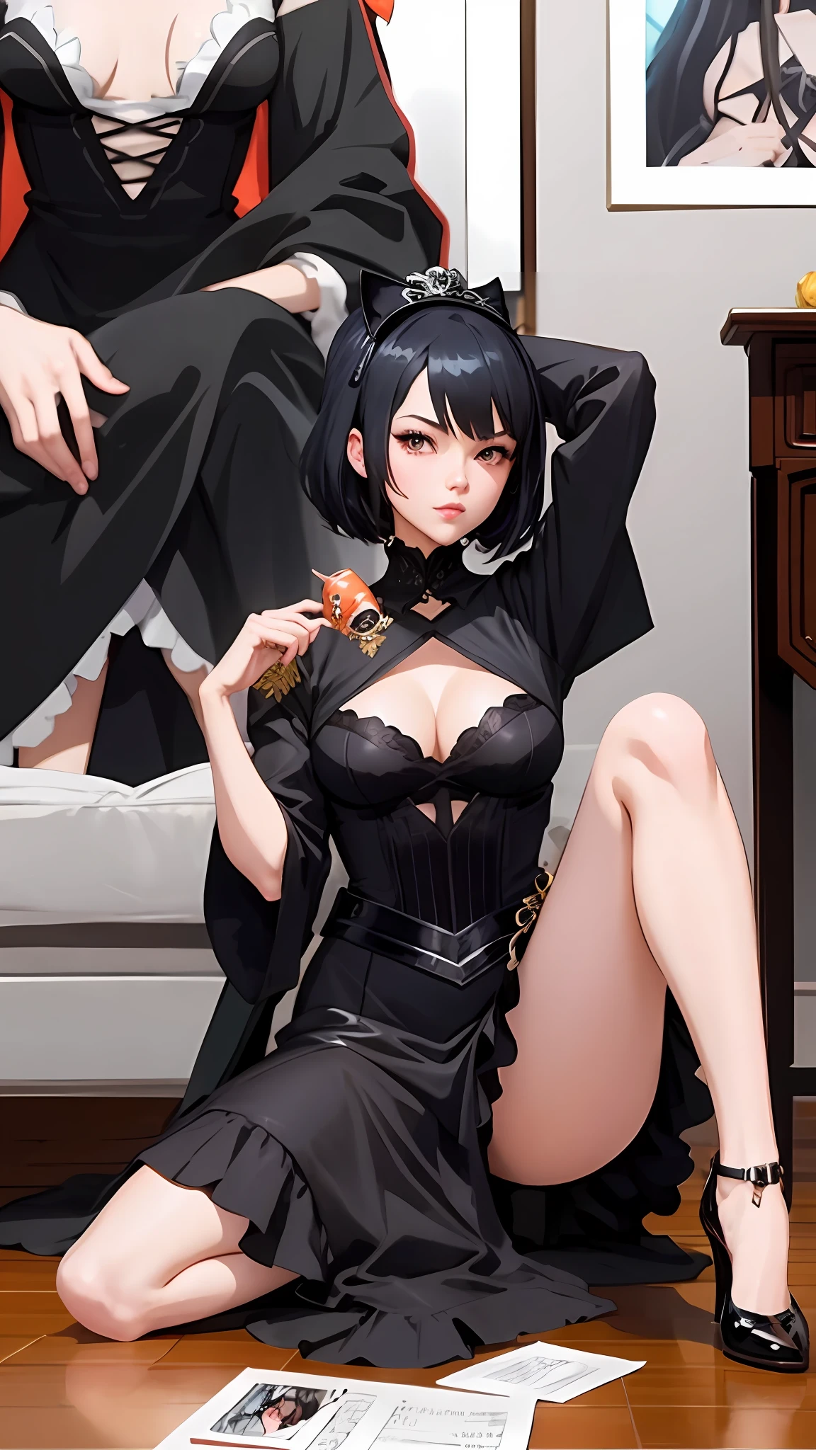 Anime – style woman in black dress with cat toy, very detailed Artgerm, ArtGerm. Anime Illustration, artgerm and rossdraws, Seductive Anime Girl, ArtGerm on ArtStation Pixiv, Detailed Digital Anime Art, ilya kuvshinov and artgerm, range murata and artgerm, Style ArtGerm