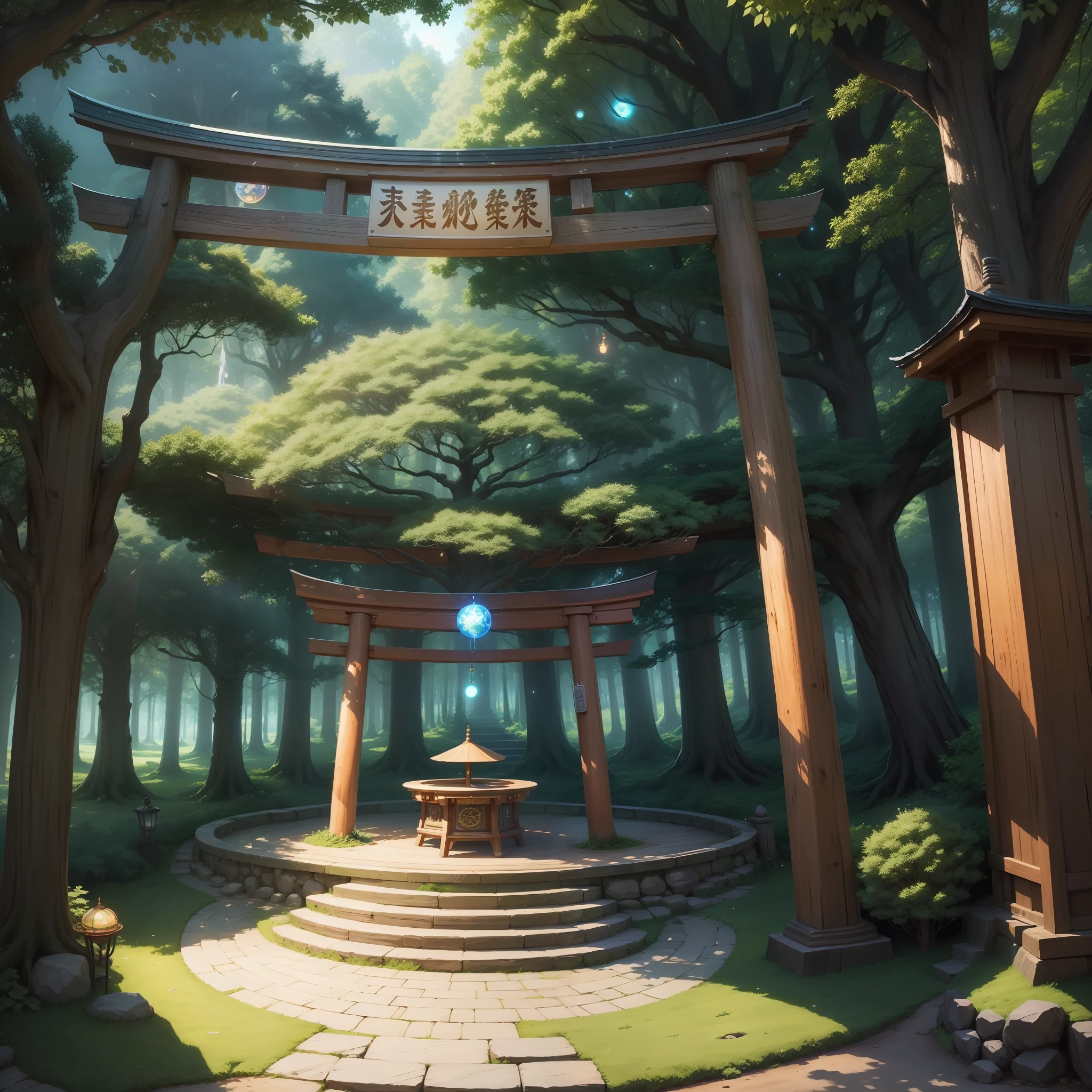 World Tree、DJ booth on the tree、turntable、Round barrier turntable、 digitial painting、suave、hightquality、Very detailed sketch、magia、Flower Bridge、(Shining Orb:1.1)central、(green forest:1.2)、falls、(Spirit Tree:1.1)、Space Tree、Torii gate at the entrance of the wooden path