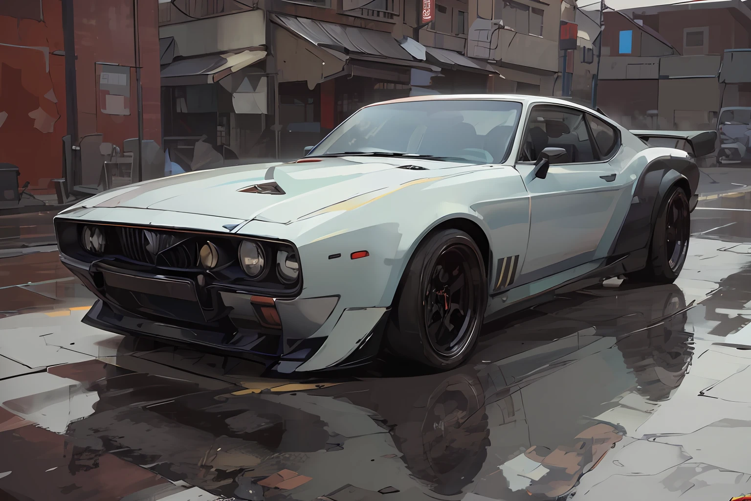 ((Best Quality)), ((masutepiece)), Highly detailed, 8K, From Side, black car