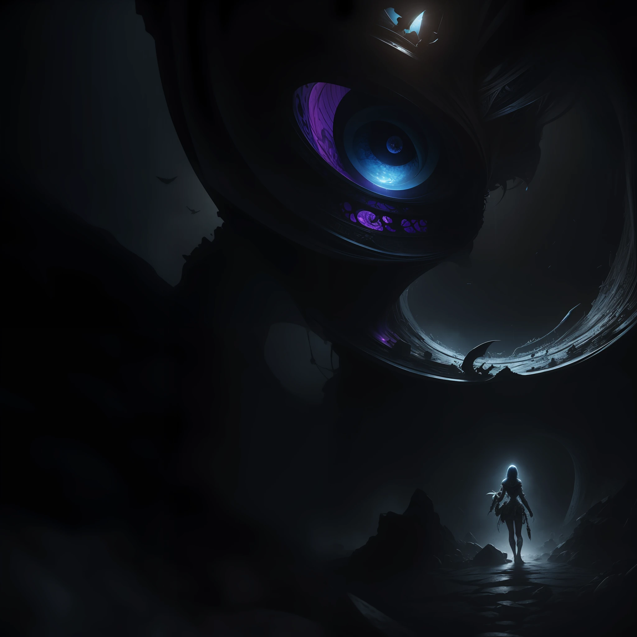 Gigante del Caos, Fractal, infinito, Mandelbrot, divino, sombras, Figura imponente, piernas, brazos, cabeza, humanoide, masivo, sentido de la escala, mirando hacia abajo, de pie, inmenso, apocalyptic, colorido, iridiscente
estudio de personajes, obra maestra, sombras, experto, Stunningly Detailed, 4k-resolution, detalles intrincados, colores, claroscuro,