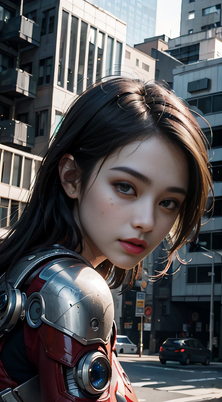(1girl:1.3), solo,__body-parts__, official art, unity 8k wallpaper, ultra detailed, beautiful and aesthetic, beautiful, masterpiece, best quality, RAW, masterpiece, super fine photo,, best quality, super high Resolution, photorealistic, sunlight, full body portrait, stunningly beautiful,, dynamic pose, delicate face, vibrant eyes, (side view), she is wearing a futuristic Iron Man mech, red and gold, Highly detailed abandoned warehouse background, detailed face, detailed complex busy background, messy, gorgeous, milky, high detailed skin, realistic skin details, visible pores, sharp focus, volumetric fog, 8k uhd, dslr camera, High quality, film grain, fair skin, photorealism, lomography, sprawling metropolis in a futuristic dystopia, view from below, translucent