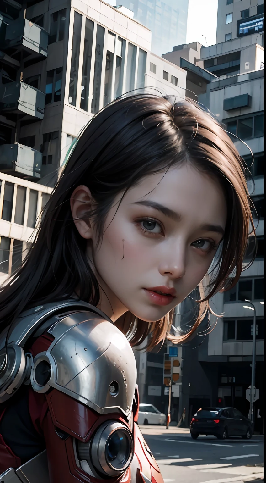(1girl:1.3), solo,__body-parts__, official art, unity 8k wallpaper, ultra detailed, beautiful and aesthetic, beautiful, masterpiece, best quality, RAW, masterpiece, super fine photo,, best quality, super high Resolution, photorealistic, sunlight, full body portrait, stunningly beautiful,, dynamic pose, delicate face, vibrant eyes, (side view), she is wearing a futuristic Iron Man mech, red and gold, Highly detailed abandoned warehouse background, detailed face, detailed complex busy background, messy, gorgeous, milky, high detailed skin, realistic skin details, visible pores, sharp focus, volumetric fog, 8k uhd, dslr camera, High quality, film grain, fair skin, photorealism, lomography, sprawling metropolis in a futuristic dystopia, view from below, translucent