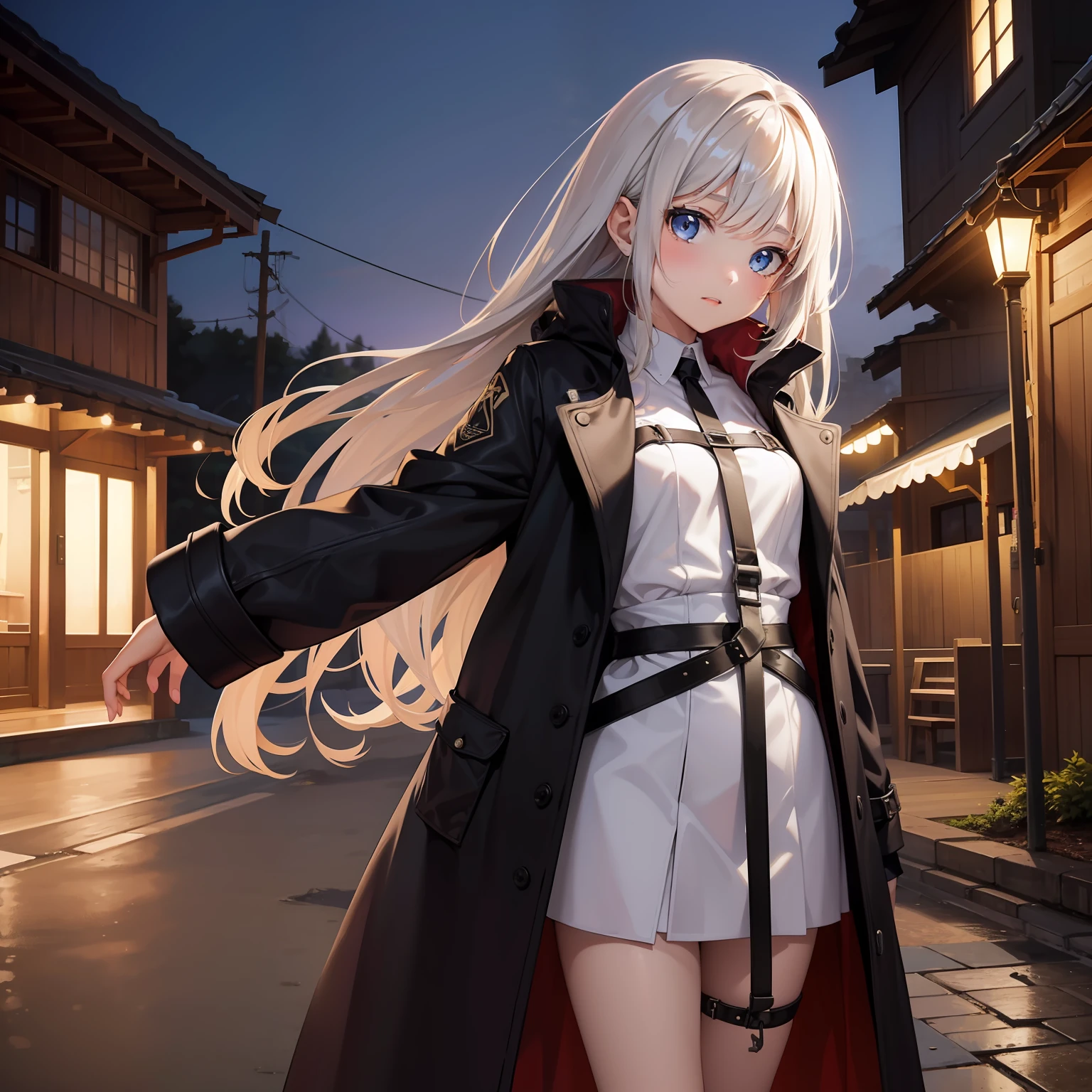 teens girl、Wearing a naked long coat、Outdoor exposure、body harnesses、shackle、gargantilha、Slave chains、Exposed