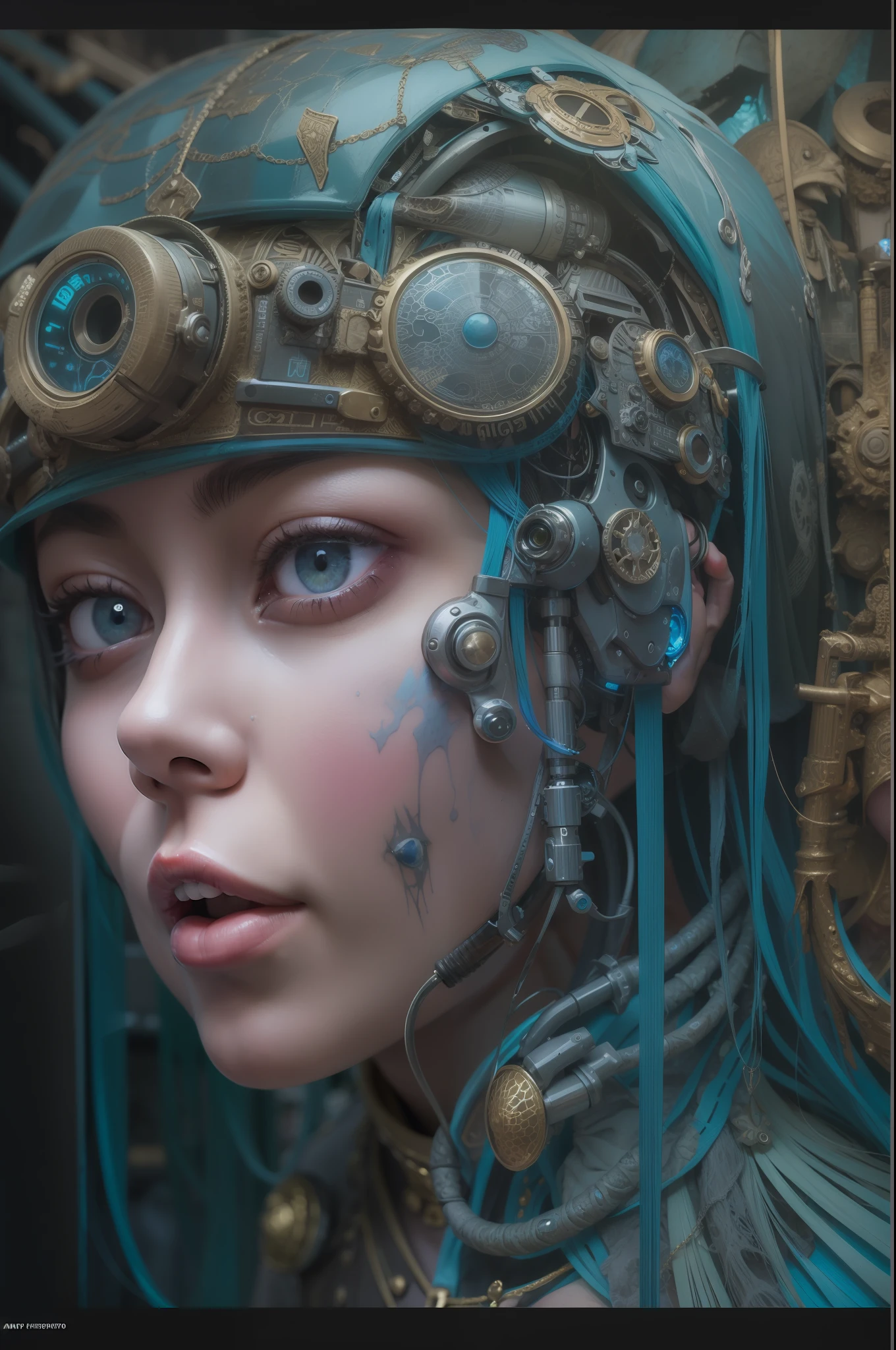 Cyberpunk Tron style vehicle Katsuhiro Otomo with many eyes on an industrial structure, in the style of detailed comic art, amber and dark blue, Hyper realista - detalle, narices distintivas, Leica R8, audaz, Manga - Personajes inspirados en el manga, Influencias steampunk, por Philippe Francais, en el estilo de blanco oscuro y azul oscuro, ramas retorcidas, Psychedelic figuration, David Bates, Magic Fairycore, Claroscuro de alto contraste, Vibrant figuration, Sf, Obra maestra de arte intrincada, ominoso, matte paint movie poster, golden ratio, tendencias en CGSociety, intrincado, epopeya, tendencias en Artstation, por artgerm, h. r. Giger y Beksinski, Altamente detallado, vibrante, production cinematic character render, Modelo de ultra alta calidad
