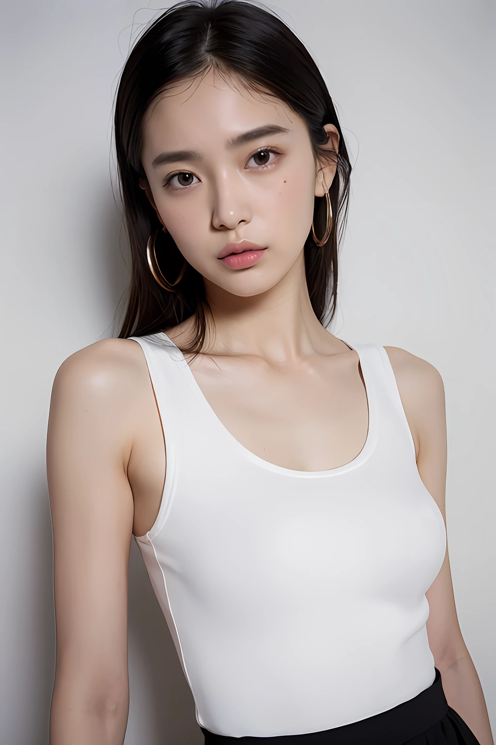 (extra detailed body、extra detailed face、best qualtiy:1.2)、femele、looking at the viewers、(white tank tops)、(mont:1.4)