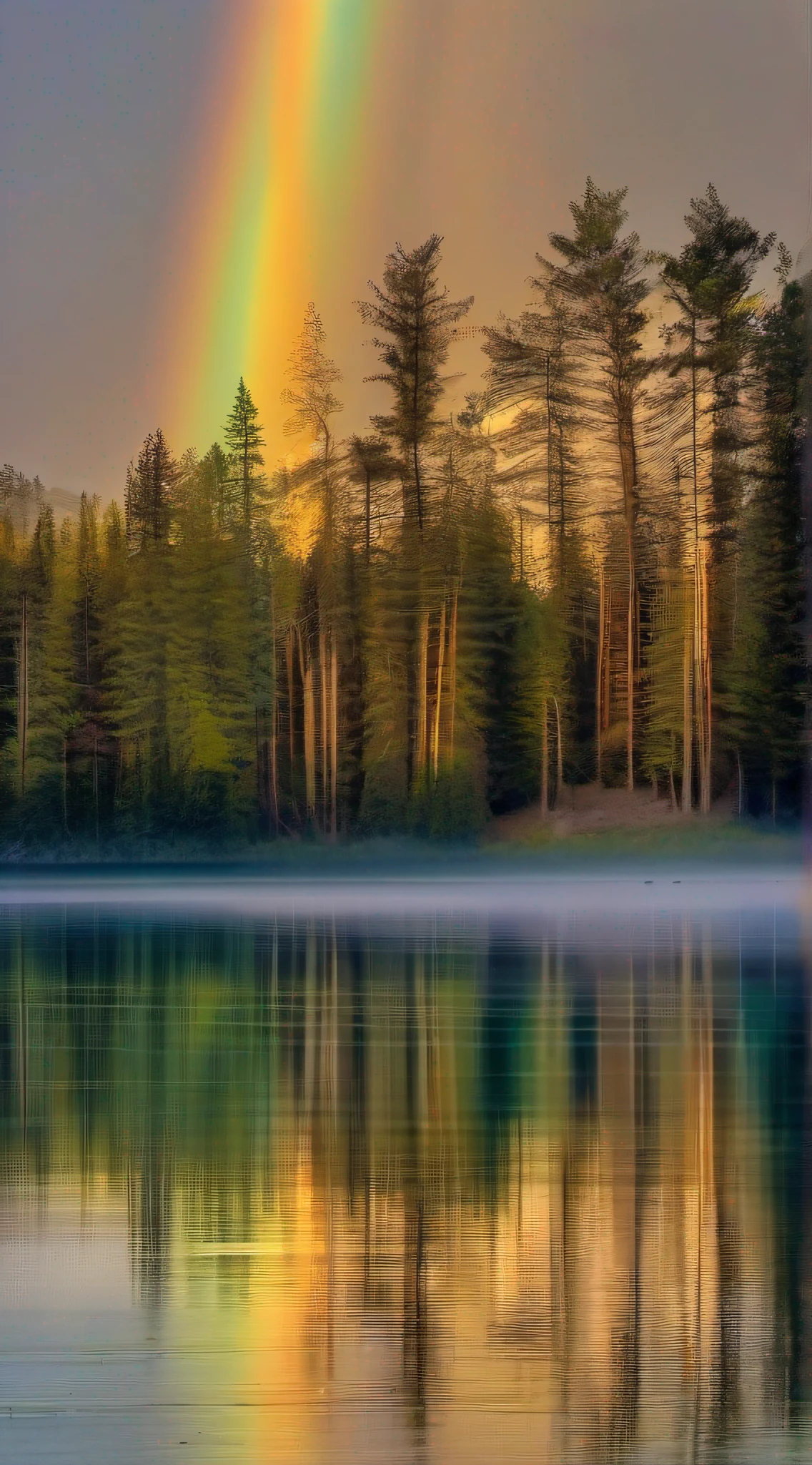 rainbowing,Lake surface,inverted image,Tyndall rays,high qulity