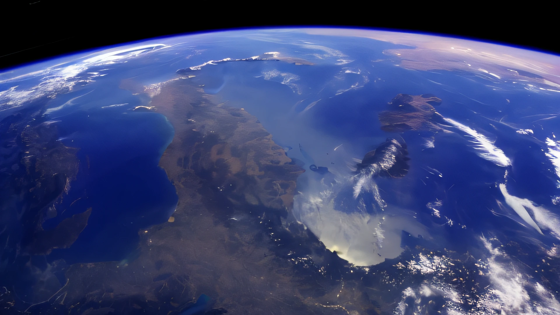 arafed view of the earth from space with a view of the mediterranean region, view from space, footage from space camera, seen from space, as seen from space, view from the space, the earth from space, shot from space, photo from space, earth visible below, nasa footage, viewed from space, looming over earth in space, taken from orbit