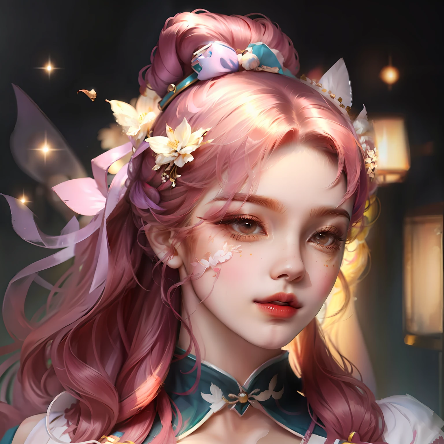 1 girl,Colorful Lolita,High ponytail,The face is delicate