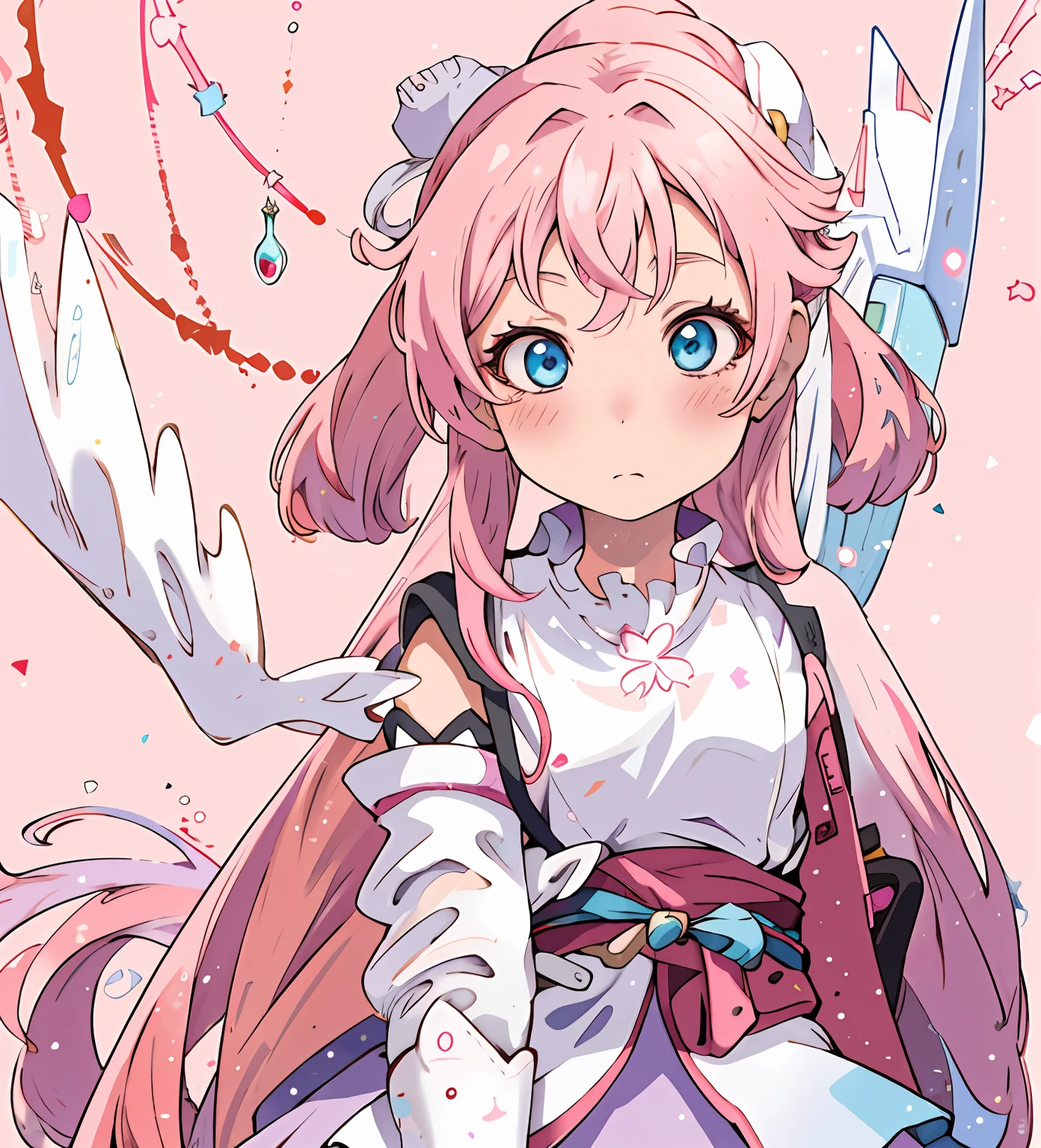 anime girl with long pink hair and a white dress, portrait of magical girl, zerochan art, cute anime waifu in a nice dress, Splash art anime ****, Anime goddess, Best anime 4k konachan wallpaper, Pisif, Sakura Kinomoto, Digital art on Pisif , pink twintail hair and cyan eyes, Pisif Contest Champion