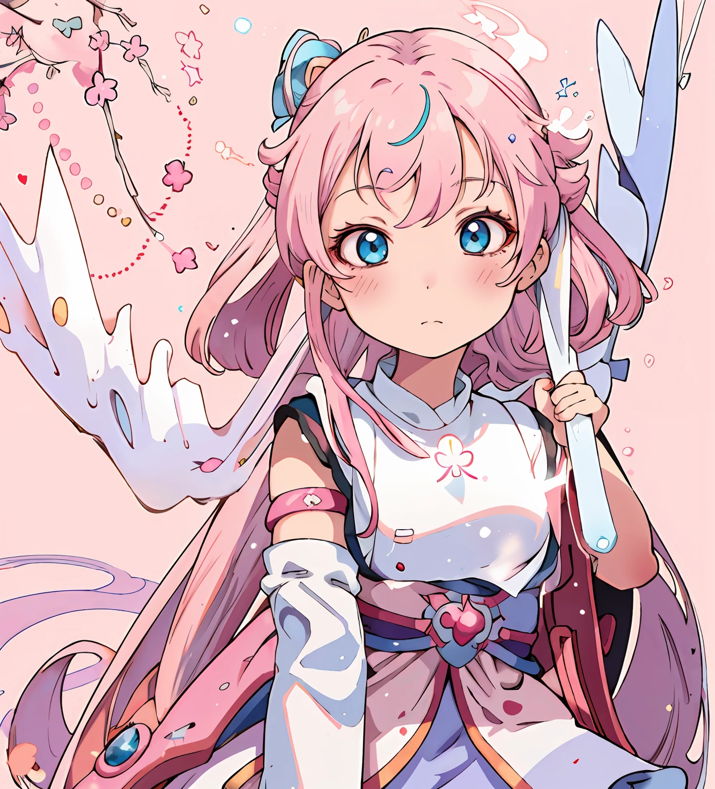 anime girl with long pink hair and a white dress, portrait of magical girl, zerochan art, cute anime waifu in a nice dress, Splash art anime ****, Anime goddess, Best anime 4k konachan wallpaper, Pisif, Sakura Kinomoto, Digital art on Pisif , pink twintail hair and cyan eyes, Pisif Contest Champion