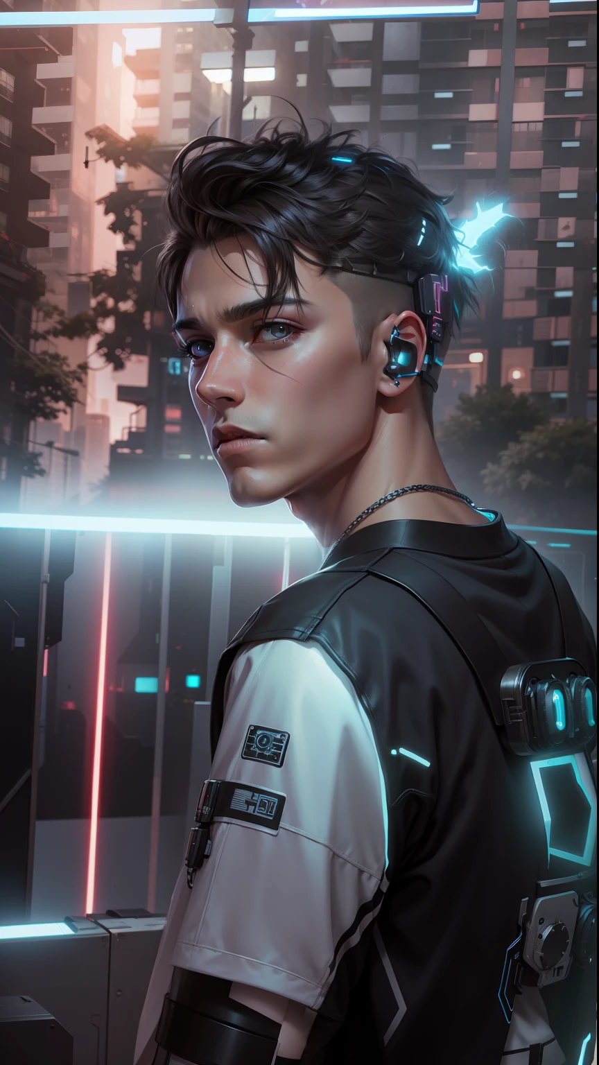 Change background cyberpunk handsame boy realistic fac 8k ultra realistic